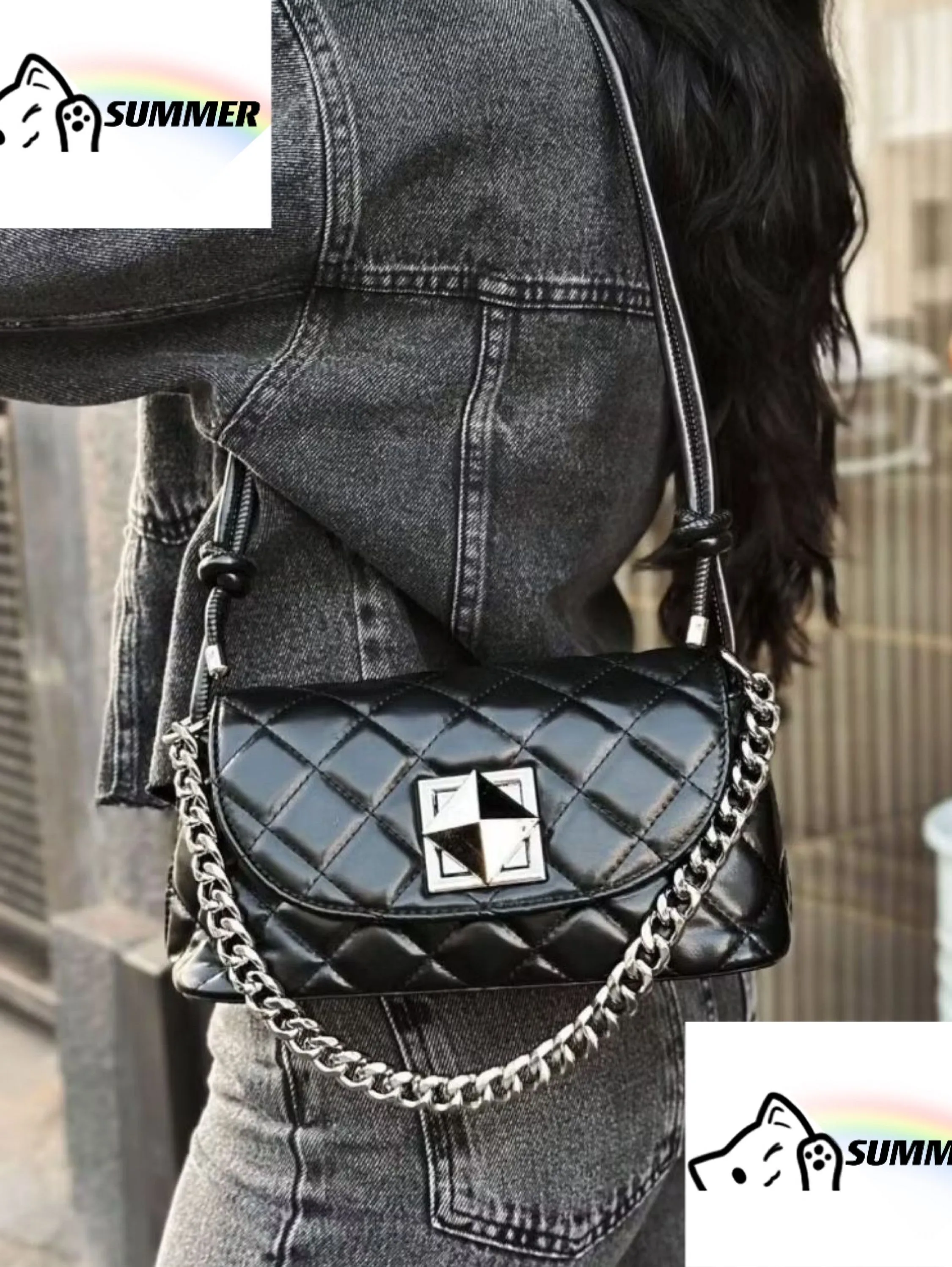 Bolsa blogueira com duas alças metalizada AL-705