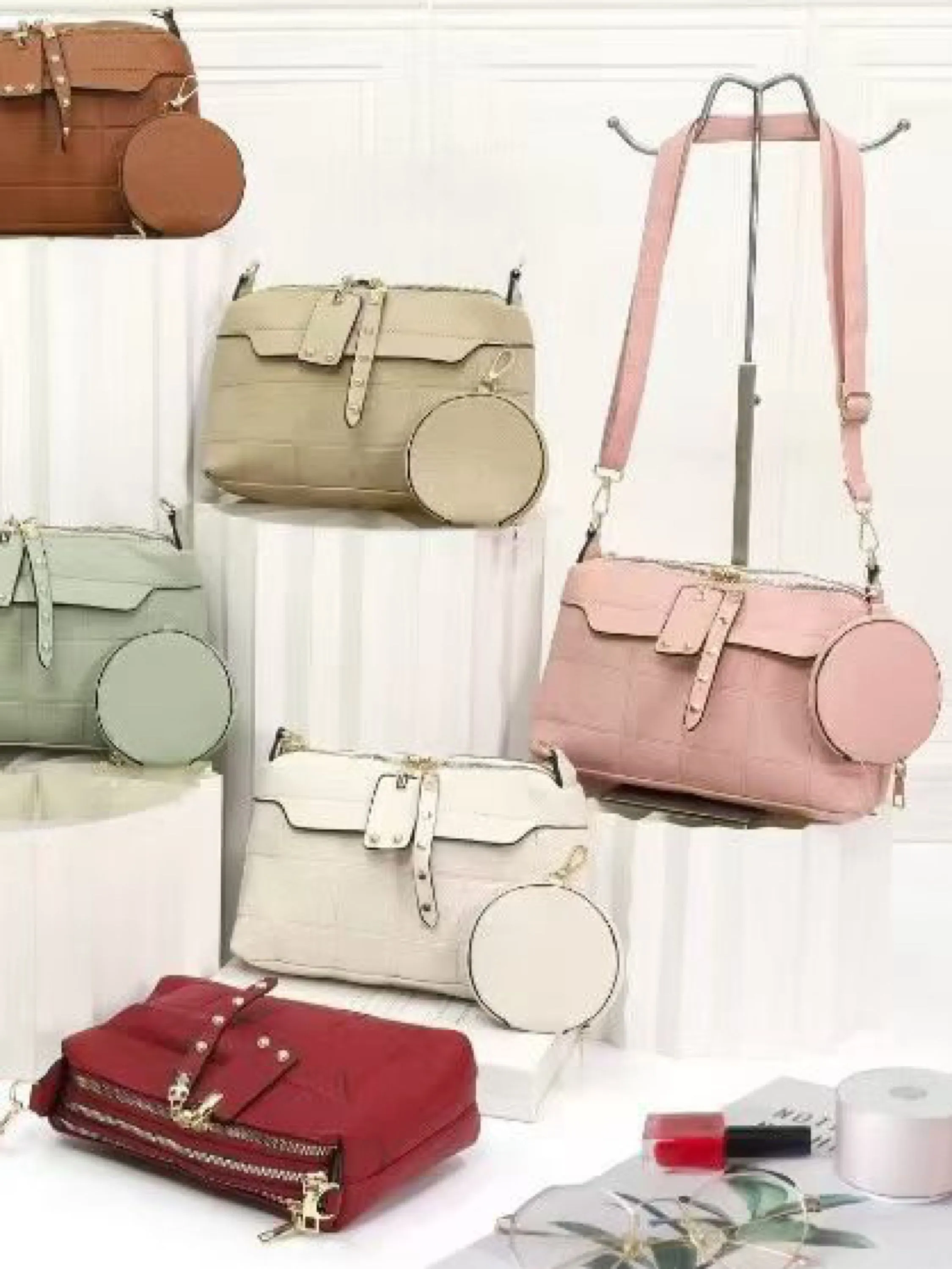 Bolsa casual com 3 zipers e desenho quadrada AL-1211