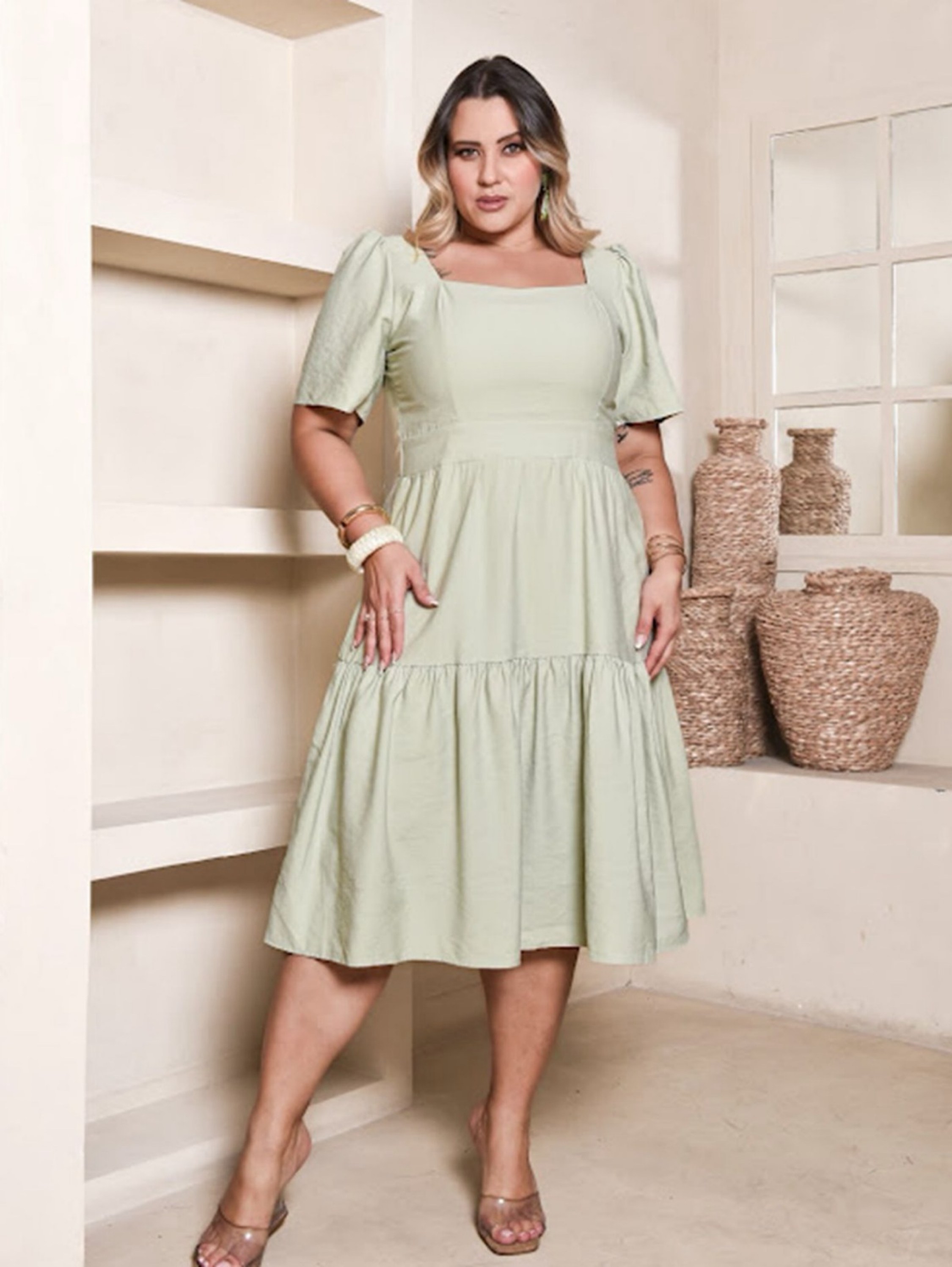 Vestido Longo Midi Plus Size Elegante Casual Marrante