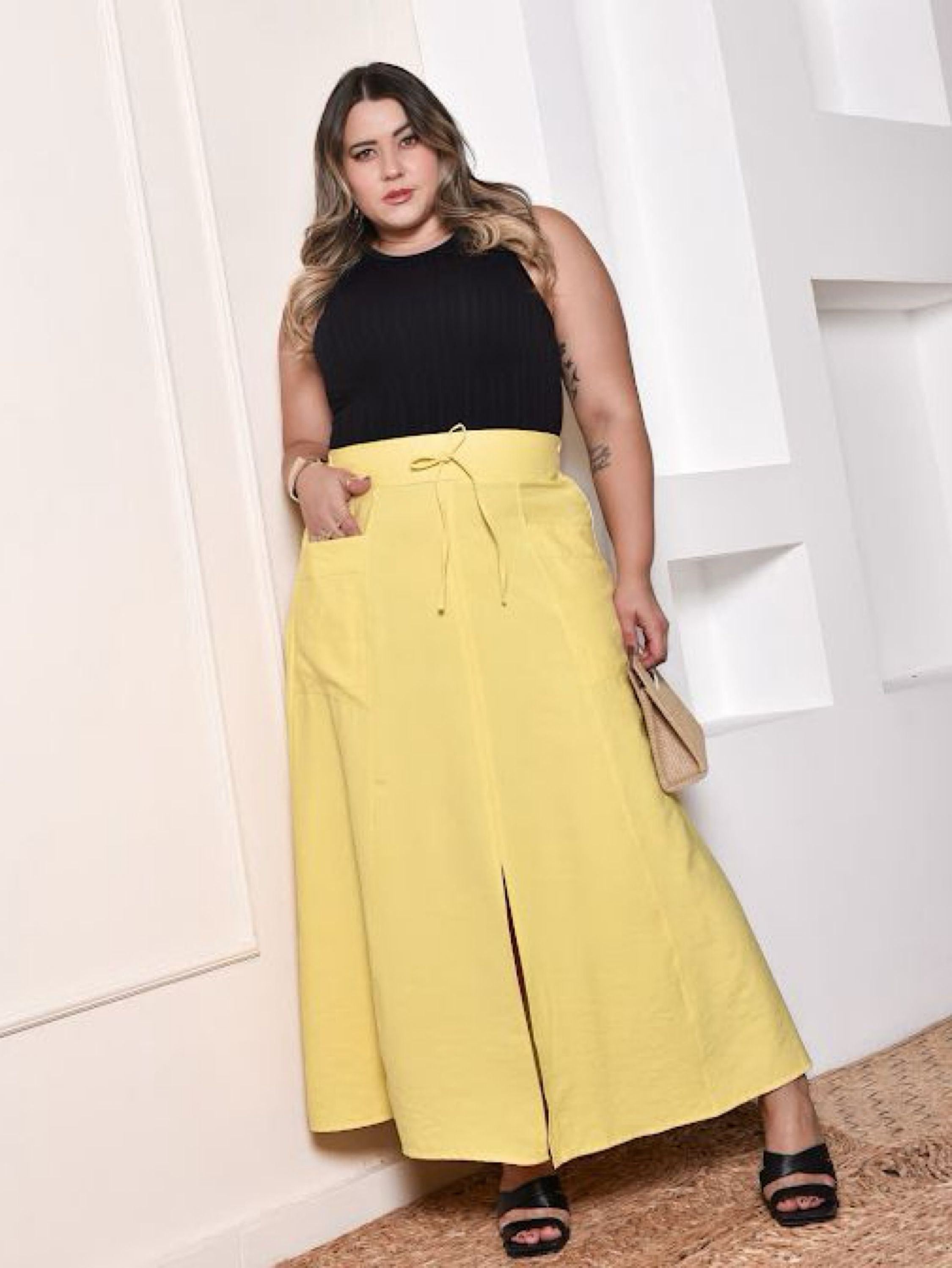 Saia Longa Evangélica Marrant Bolso Cargo Moderna Social