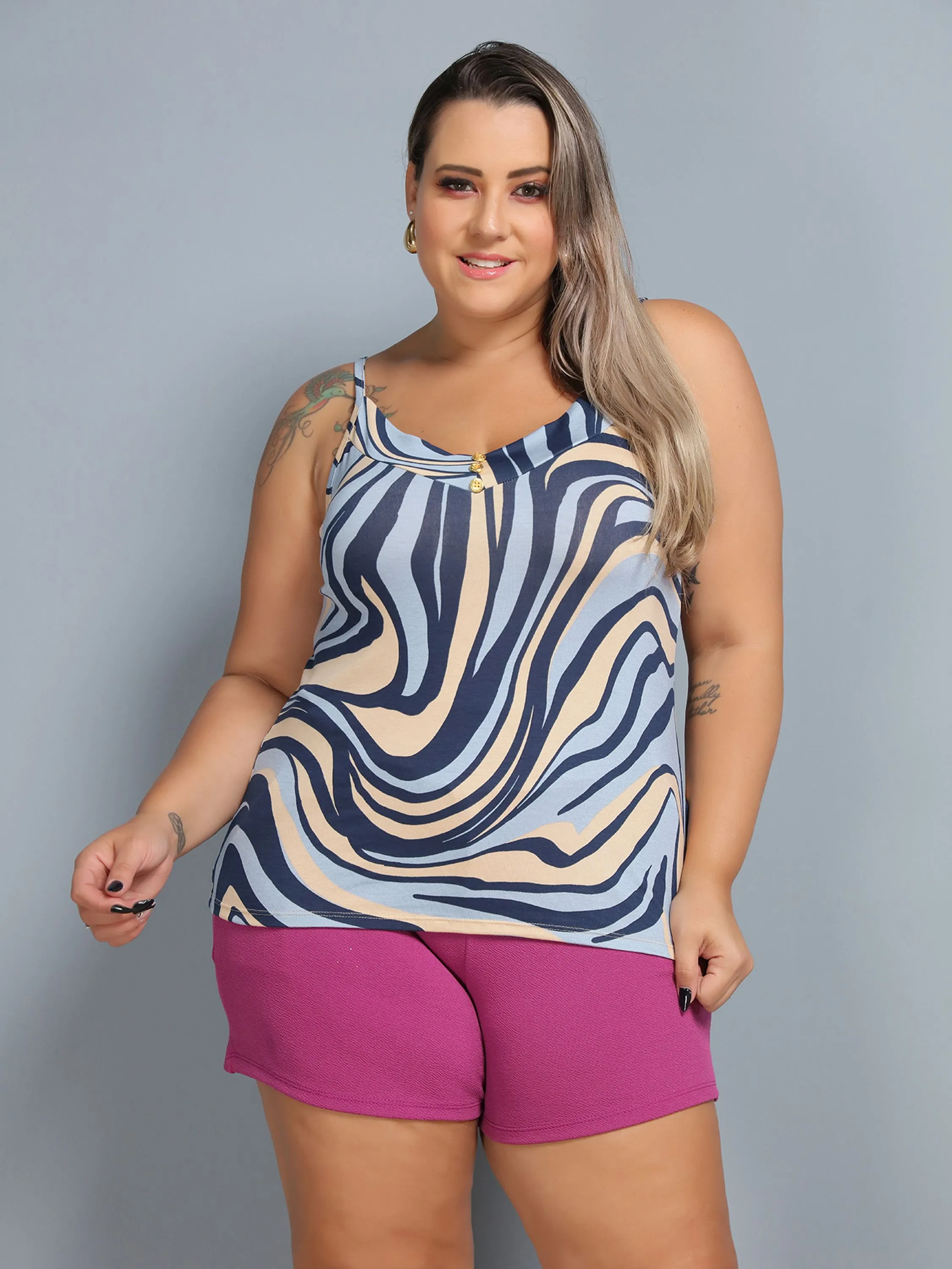 Regata Blusa Camiseta Plus Size Feminina Alça Estampada