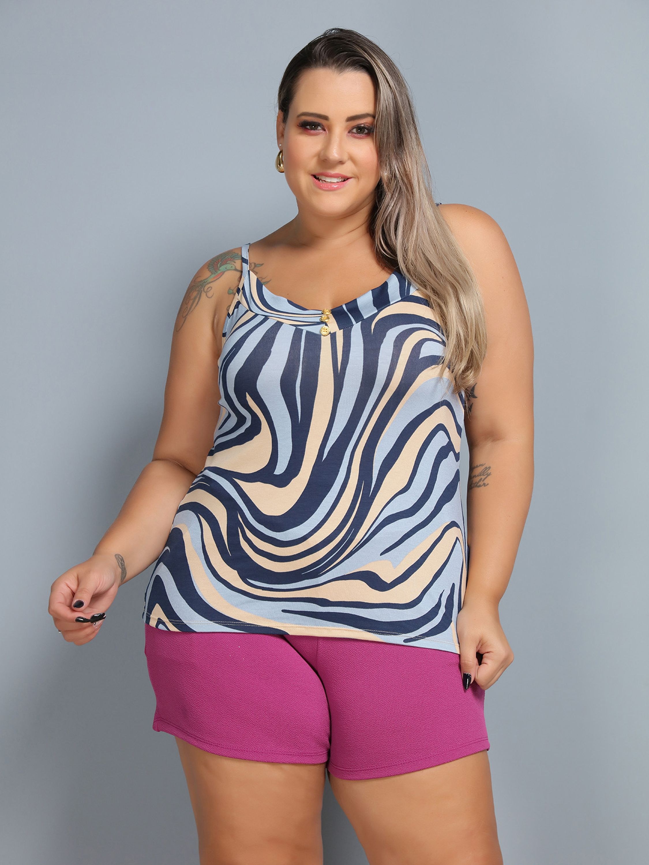 Regata Blusa Camiseta Plus Size Feminina Alça Estampada