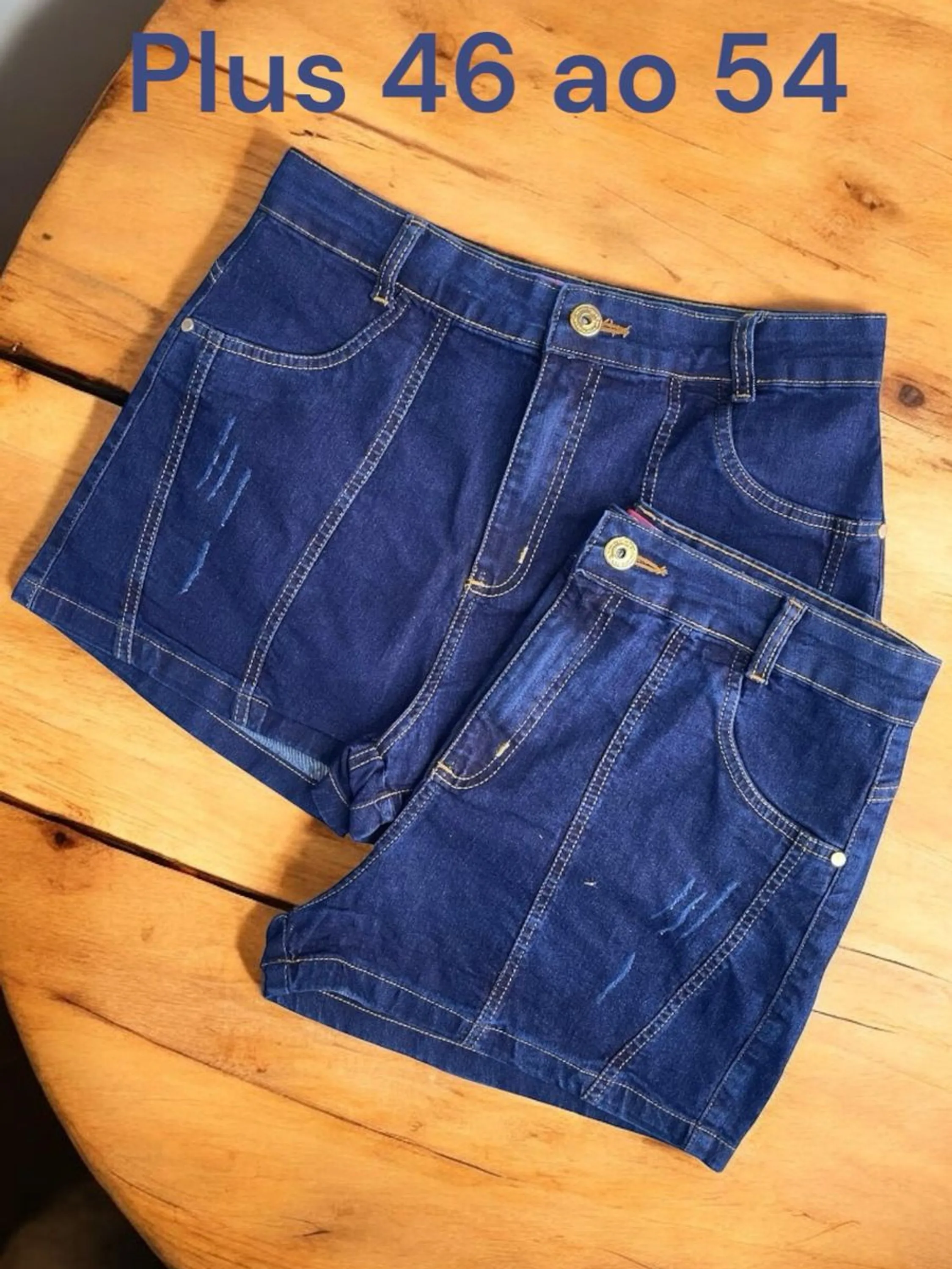 SHORT PLUS FEMININA COM LYCRA JEANS AZUL MARINHO