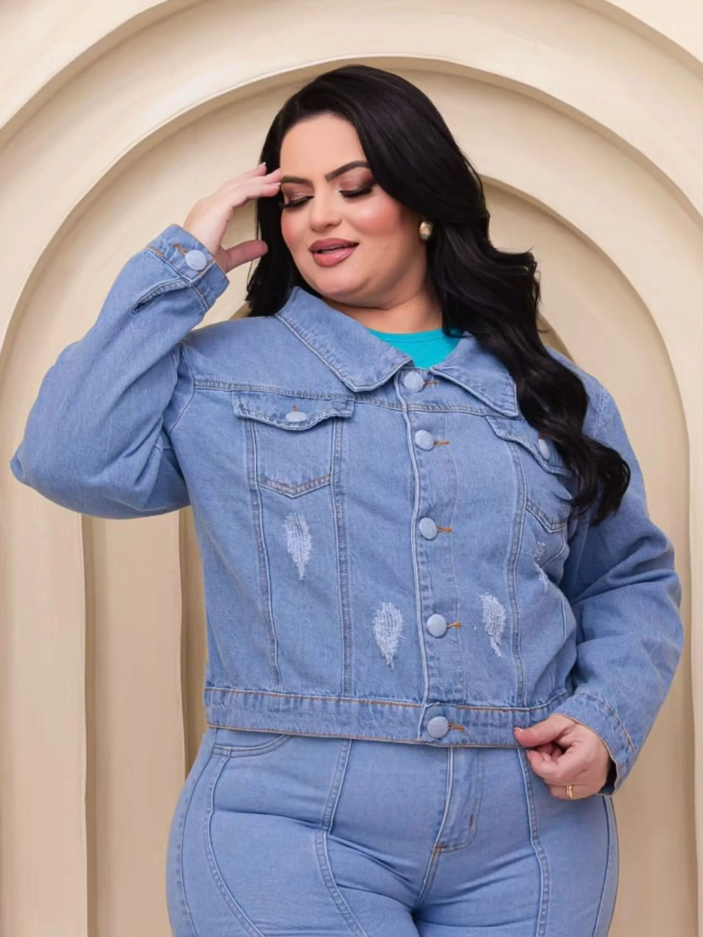 Jaqueta jeans plus size clara (JP 1)