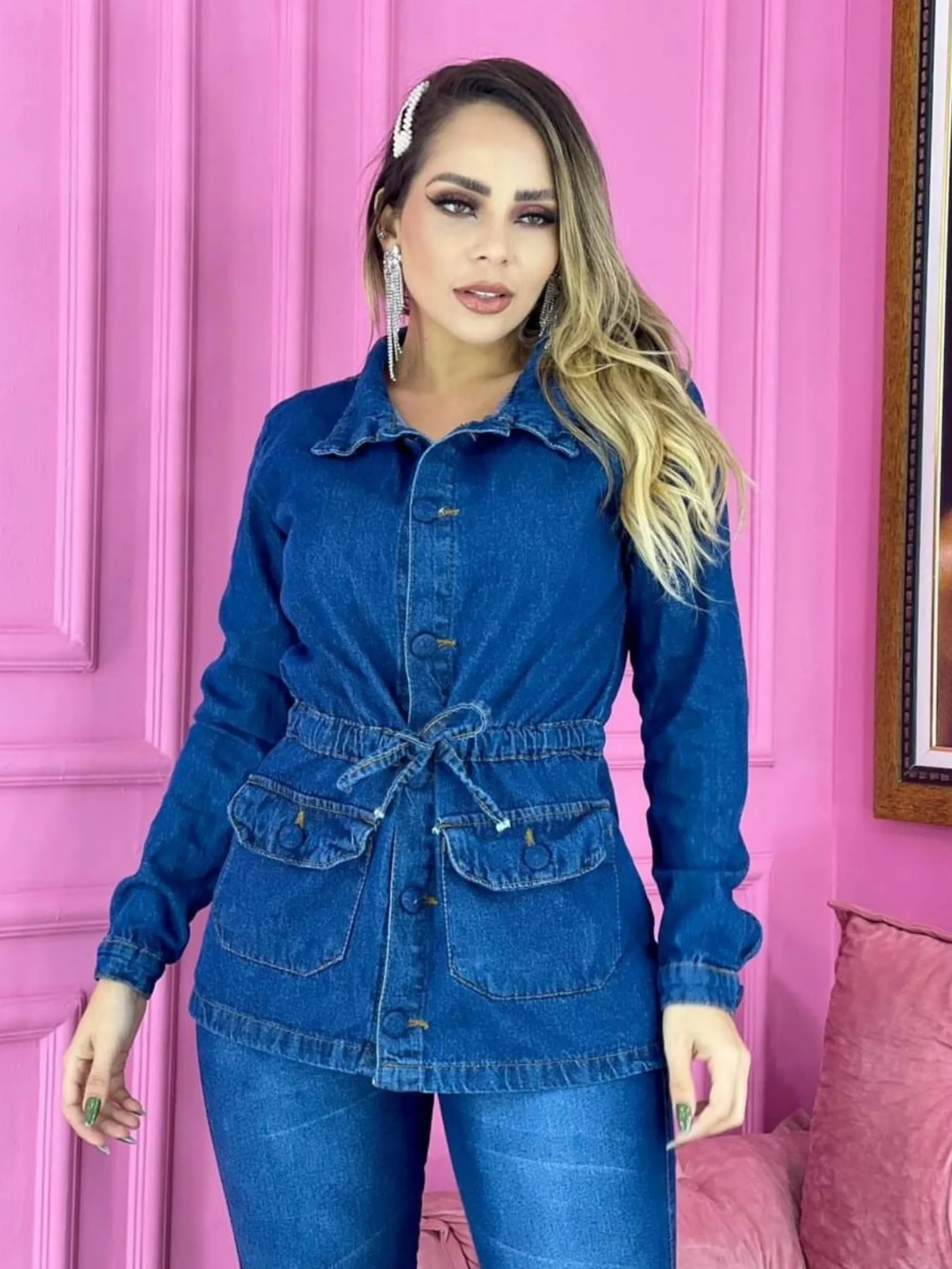 Parka jeans feminina Escura