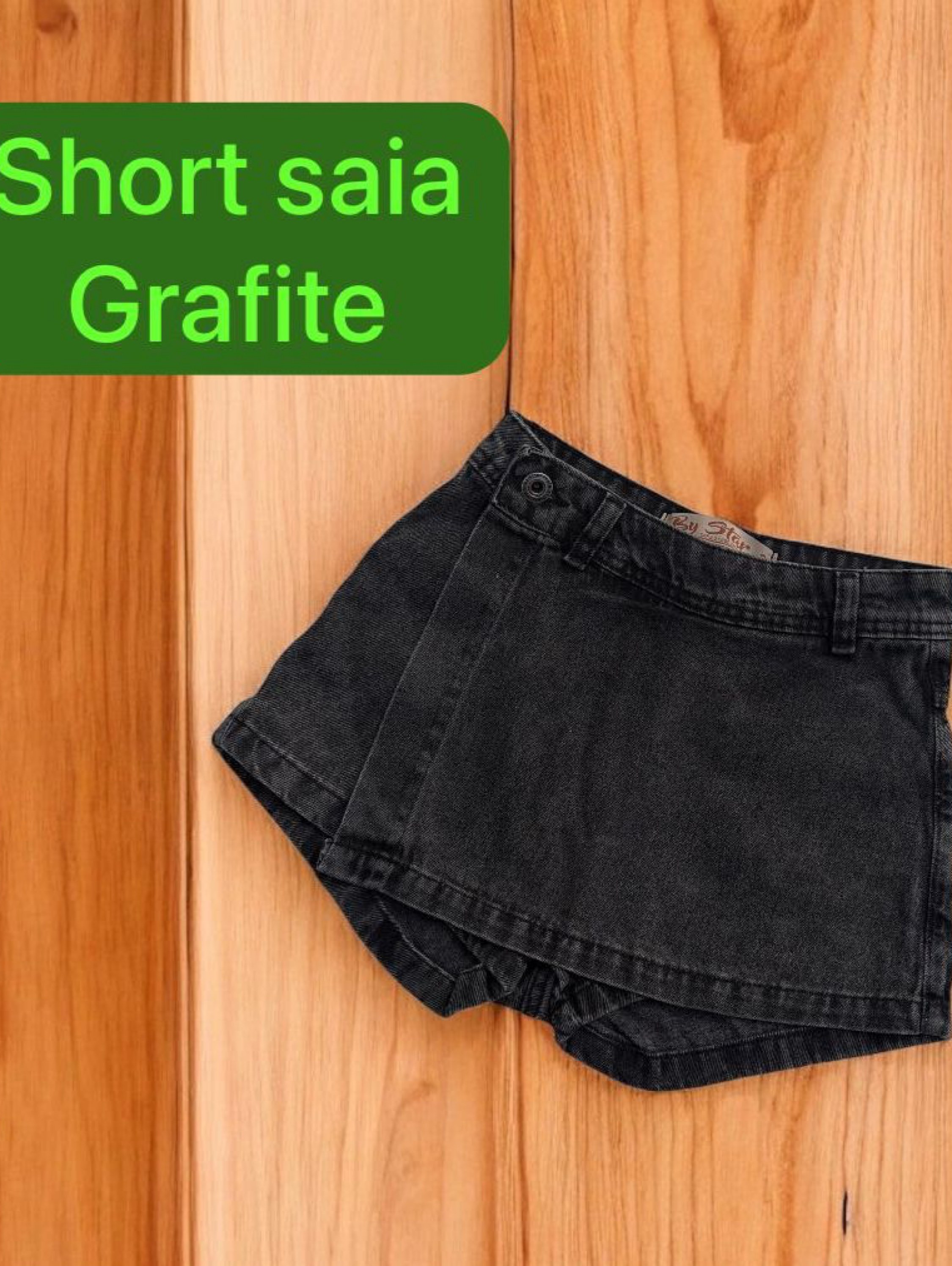 Short saia feminina jeans Grafite