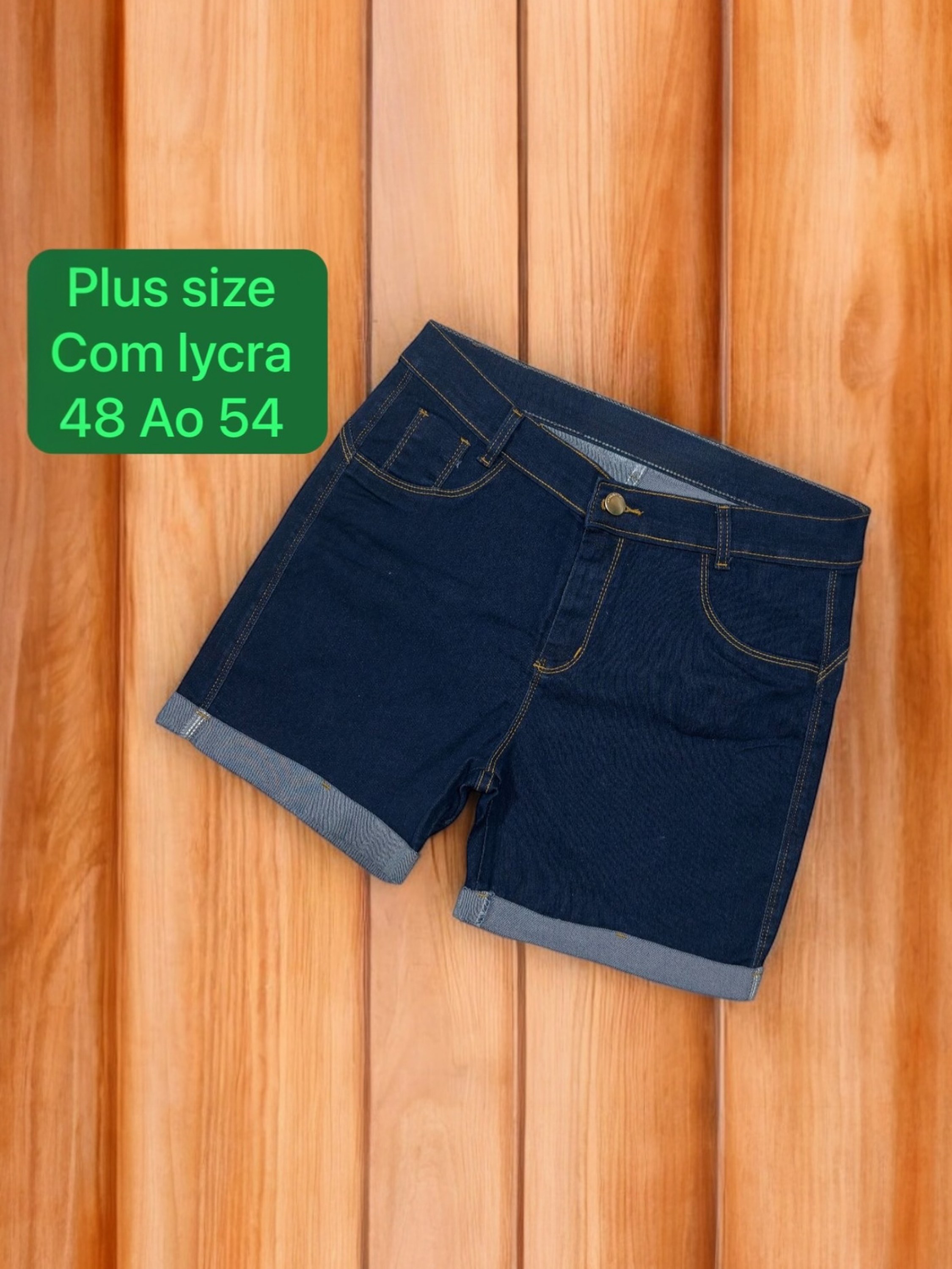 Short plus jeans com lycra