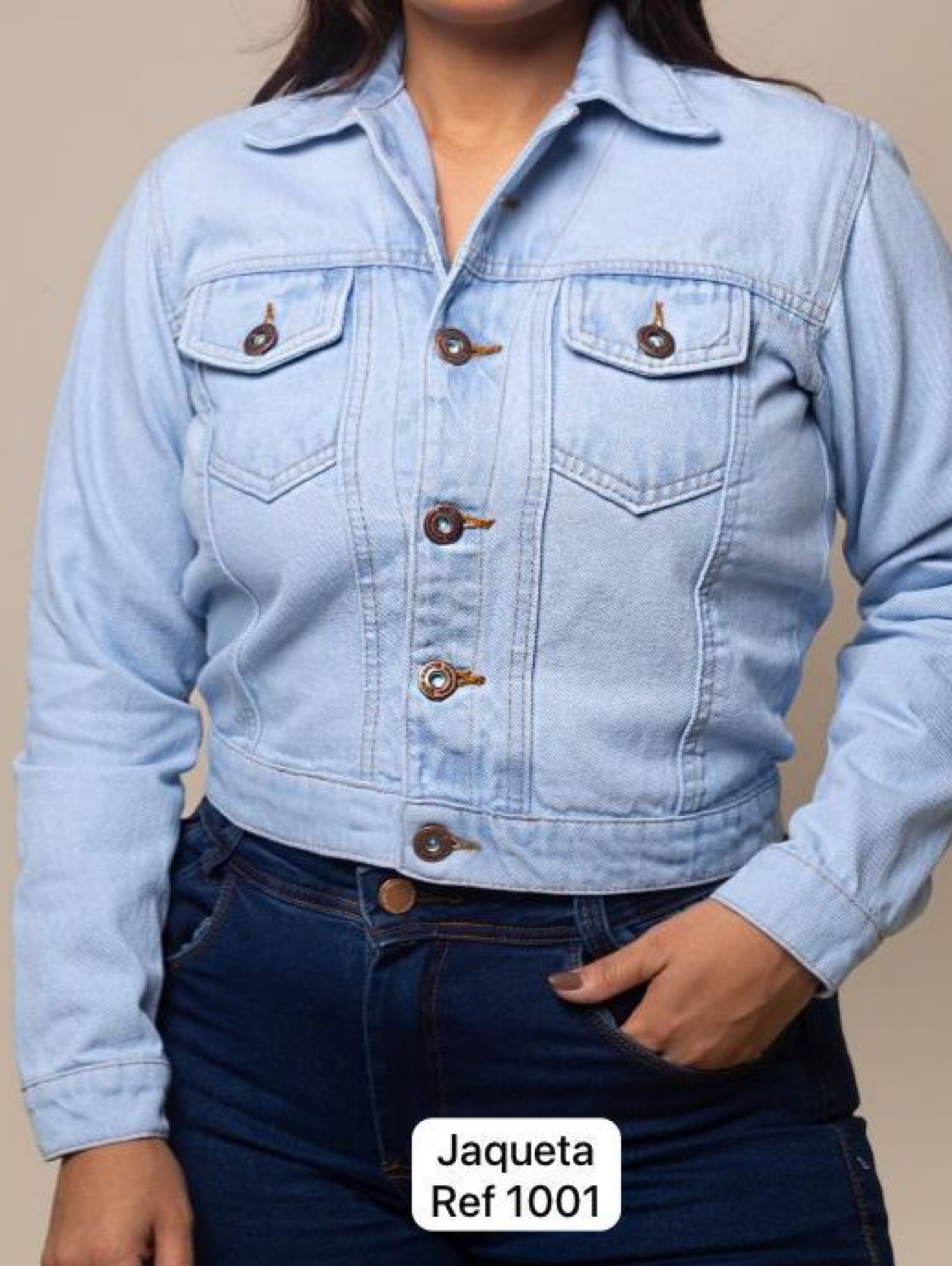 Jaqueta jeans feminina clara