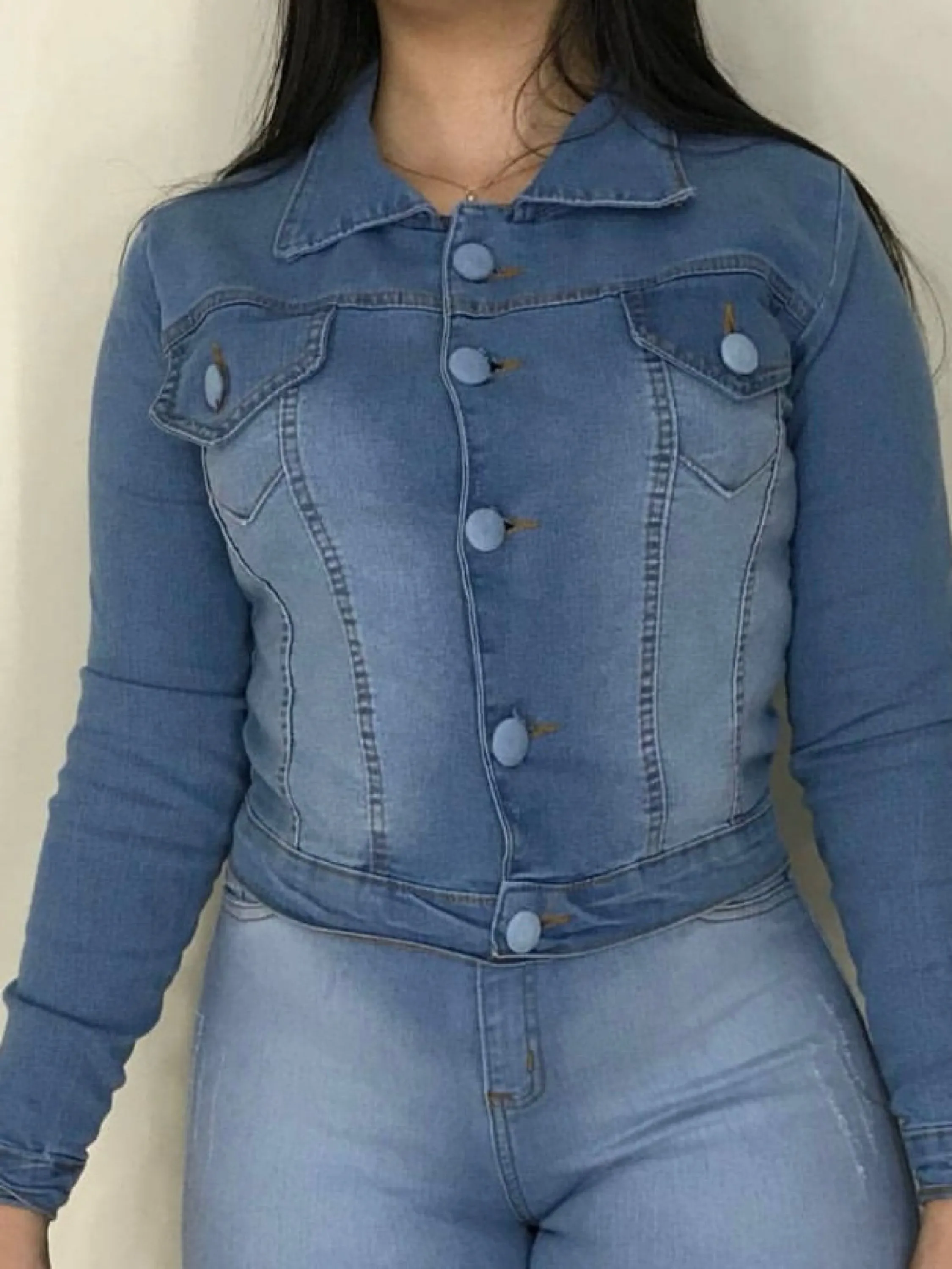 Jaqueta jeans com lycra meio clara (JN4)