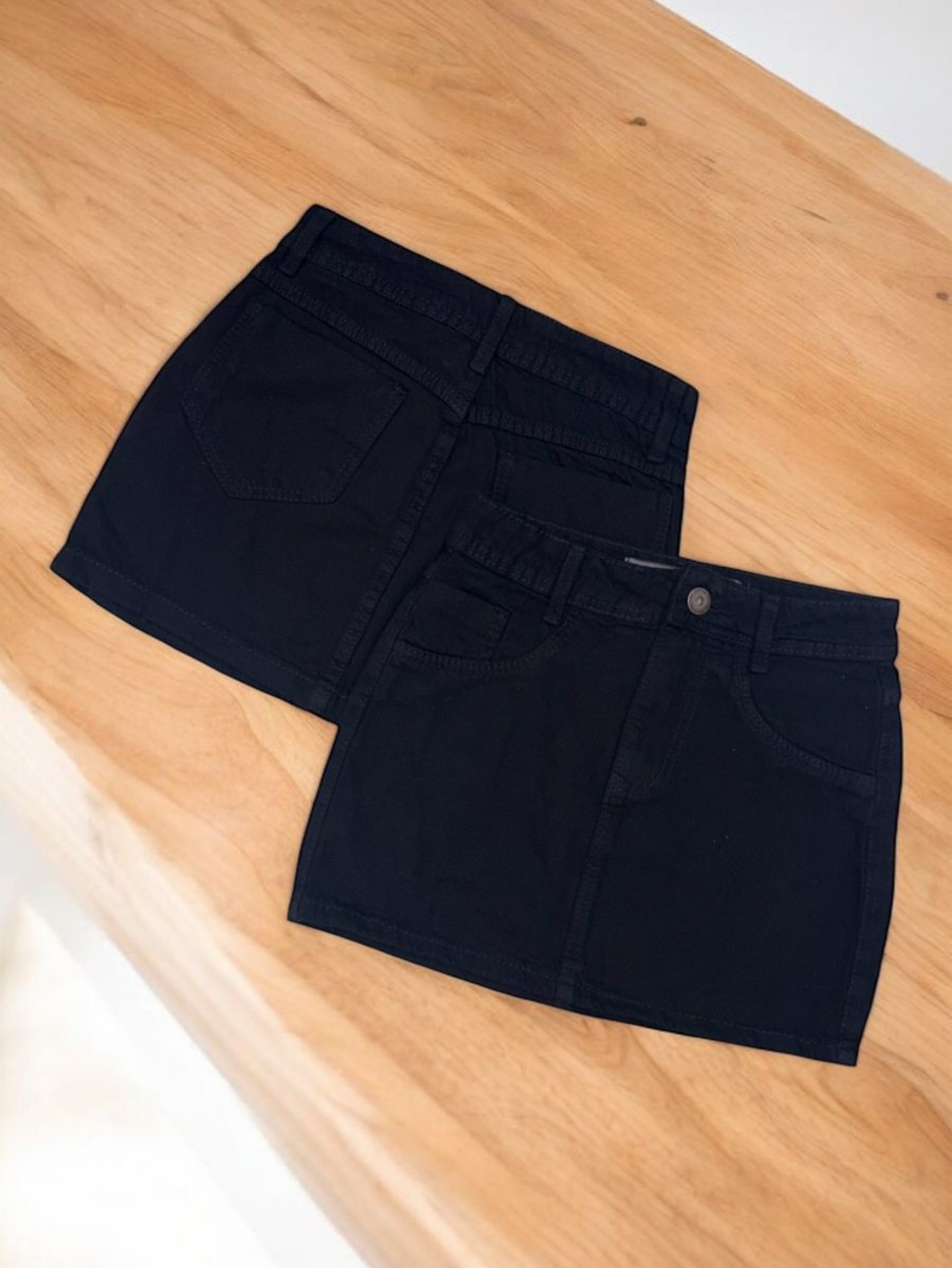 Saia jeans preta feminina