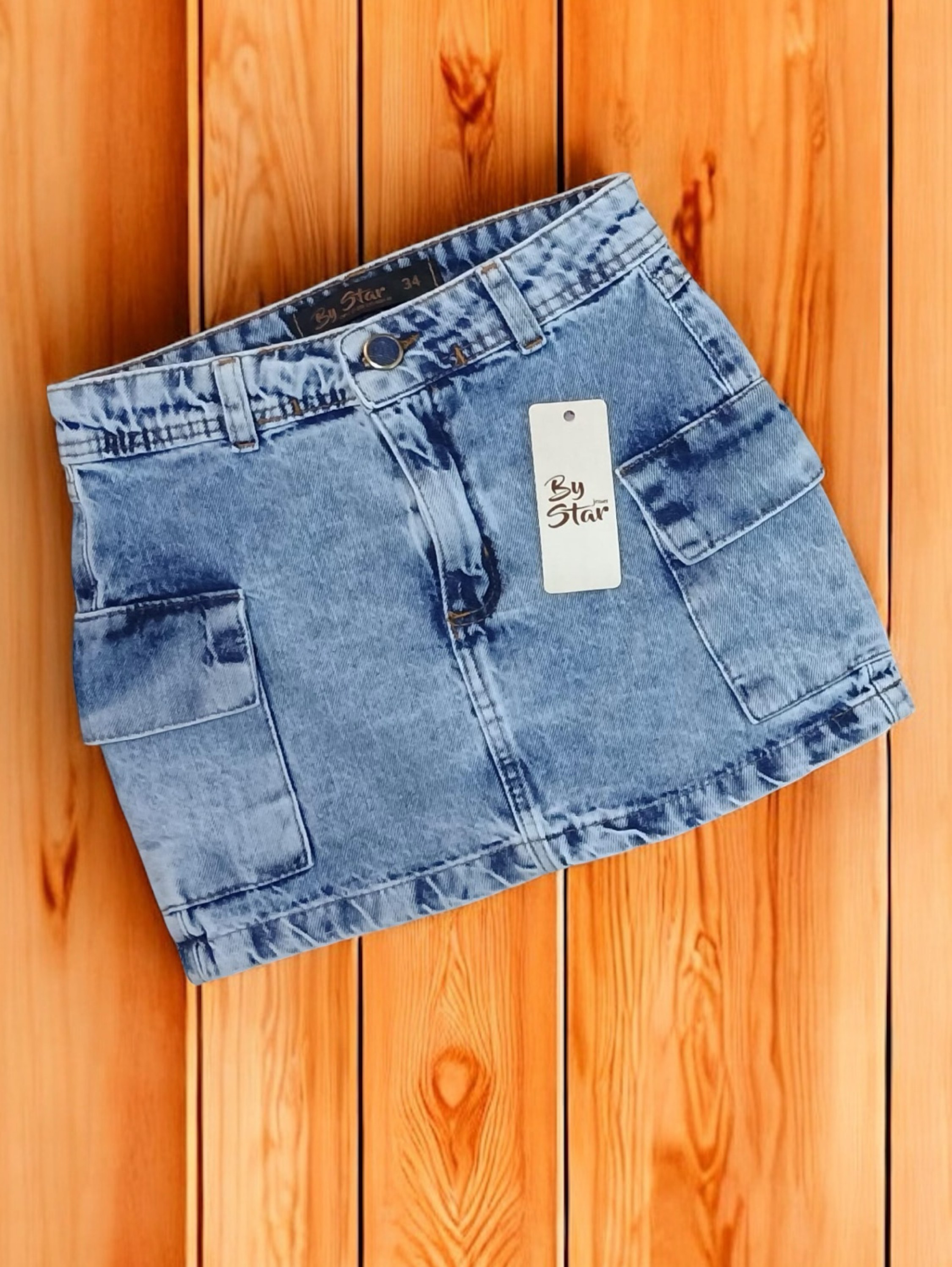 Saia Cargo feminina jeans clara