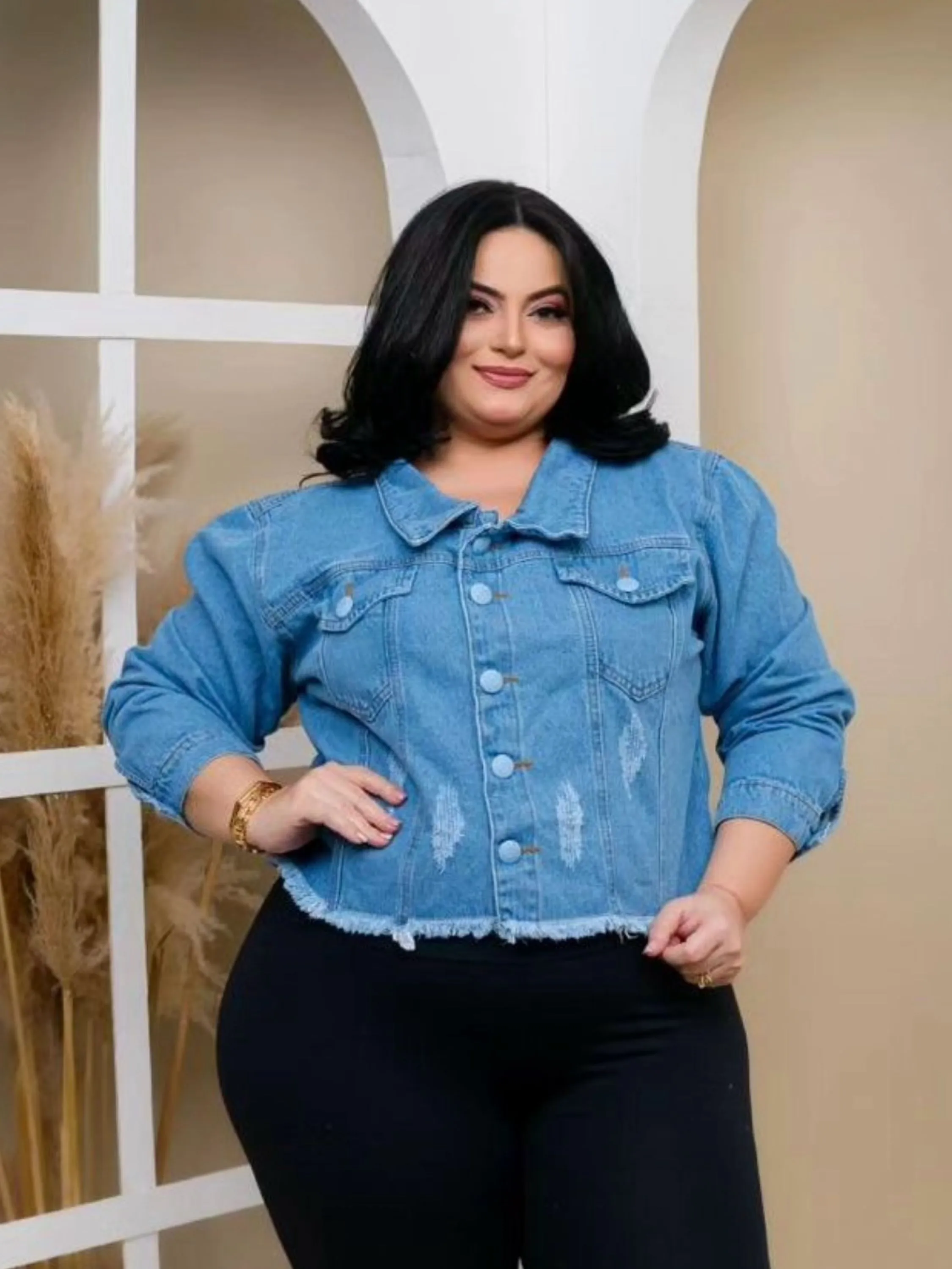 Jaqueta jeans plus size clara (JP3)