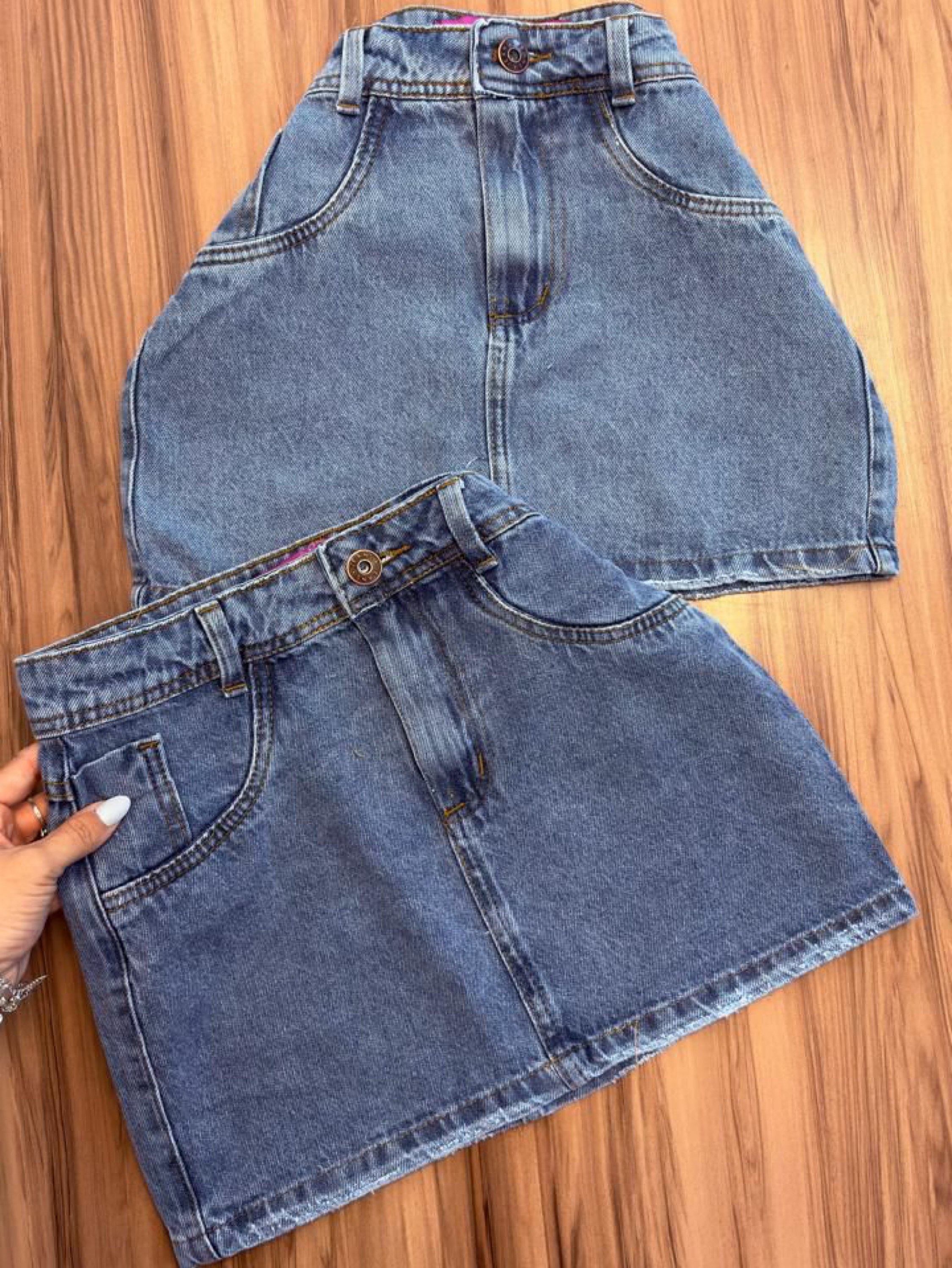 Saia jeans feminina marmorizado