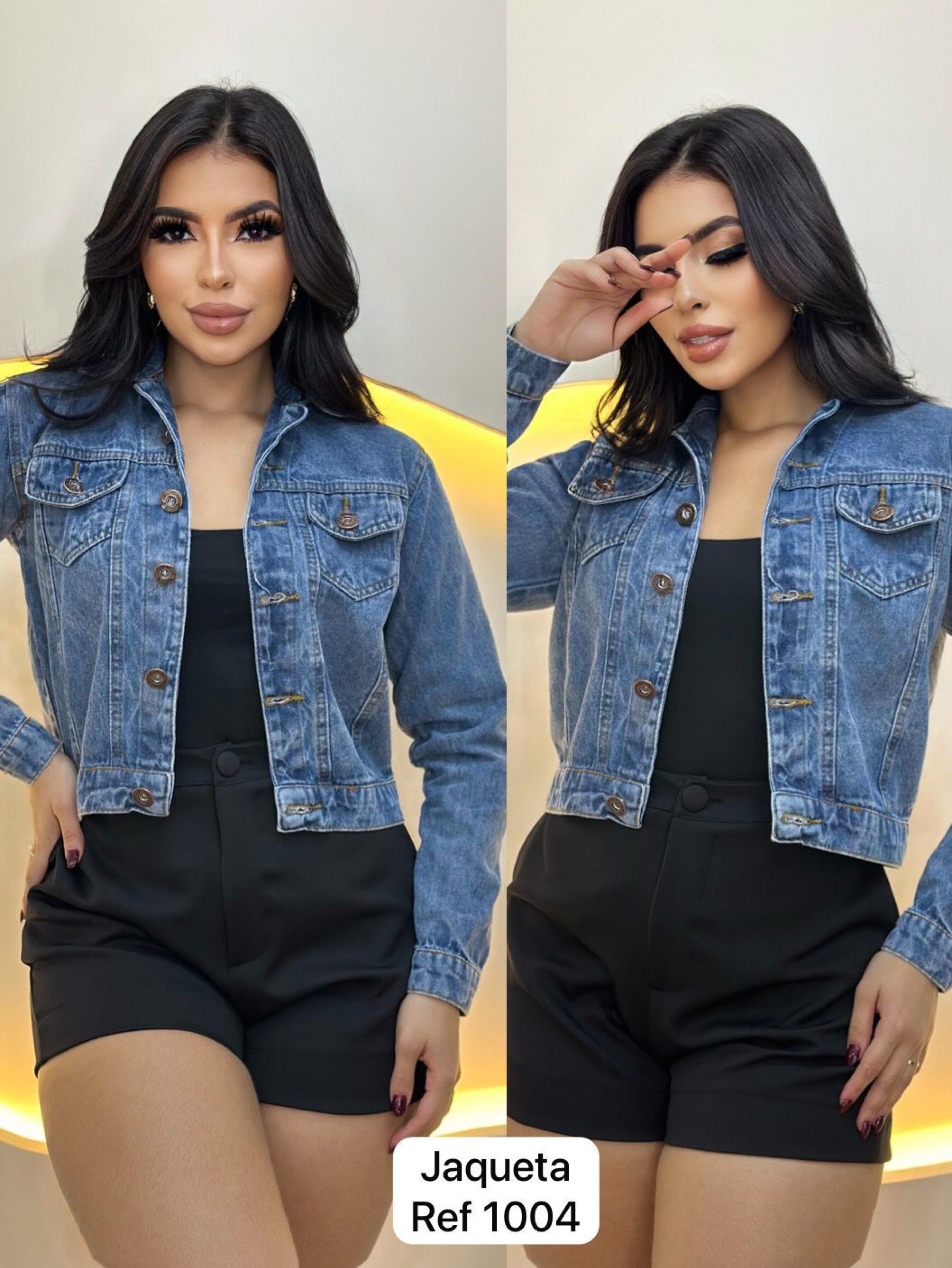 Jaqueta jeans feminina marmorizado