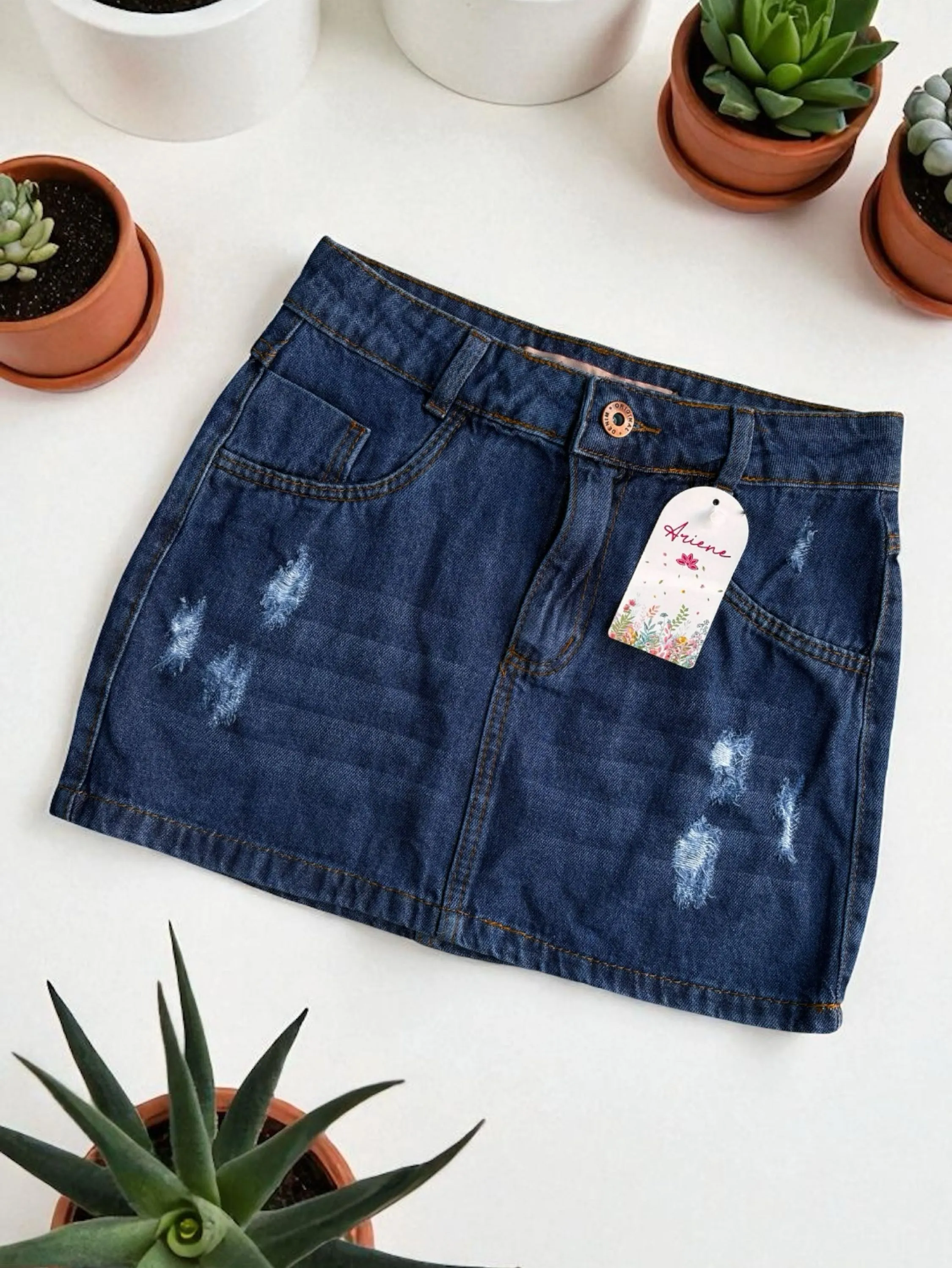Saia jeans feminina escura
