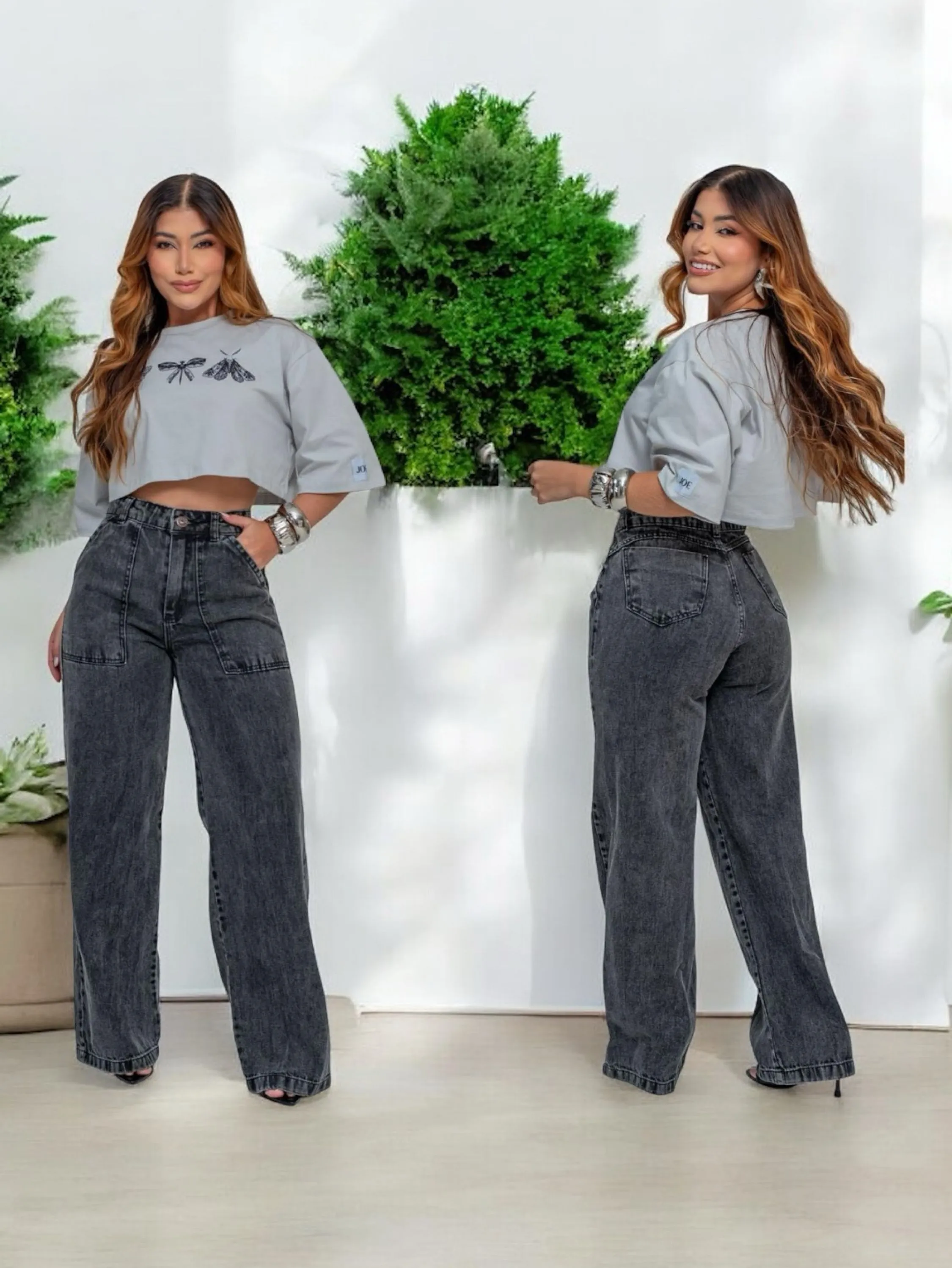 Calça widleg grafite feminina