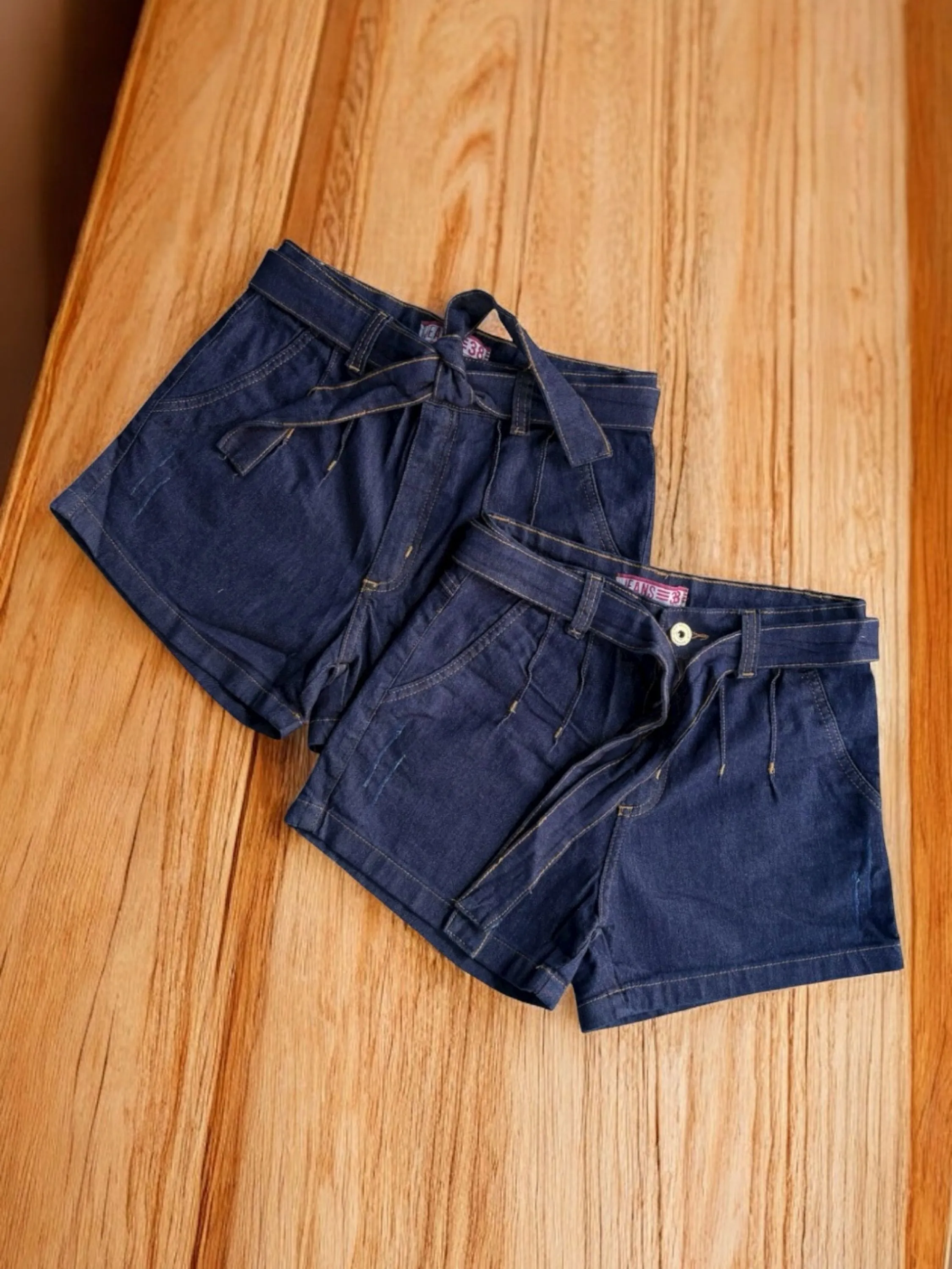 Short jeans feminino com lycra com cinto