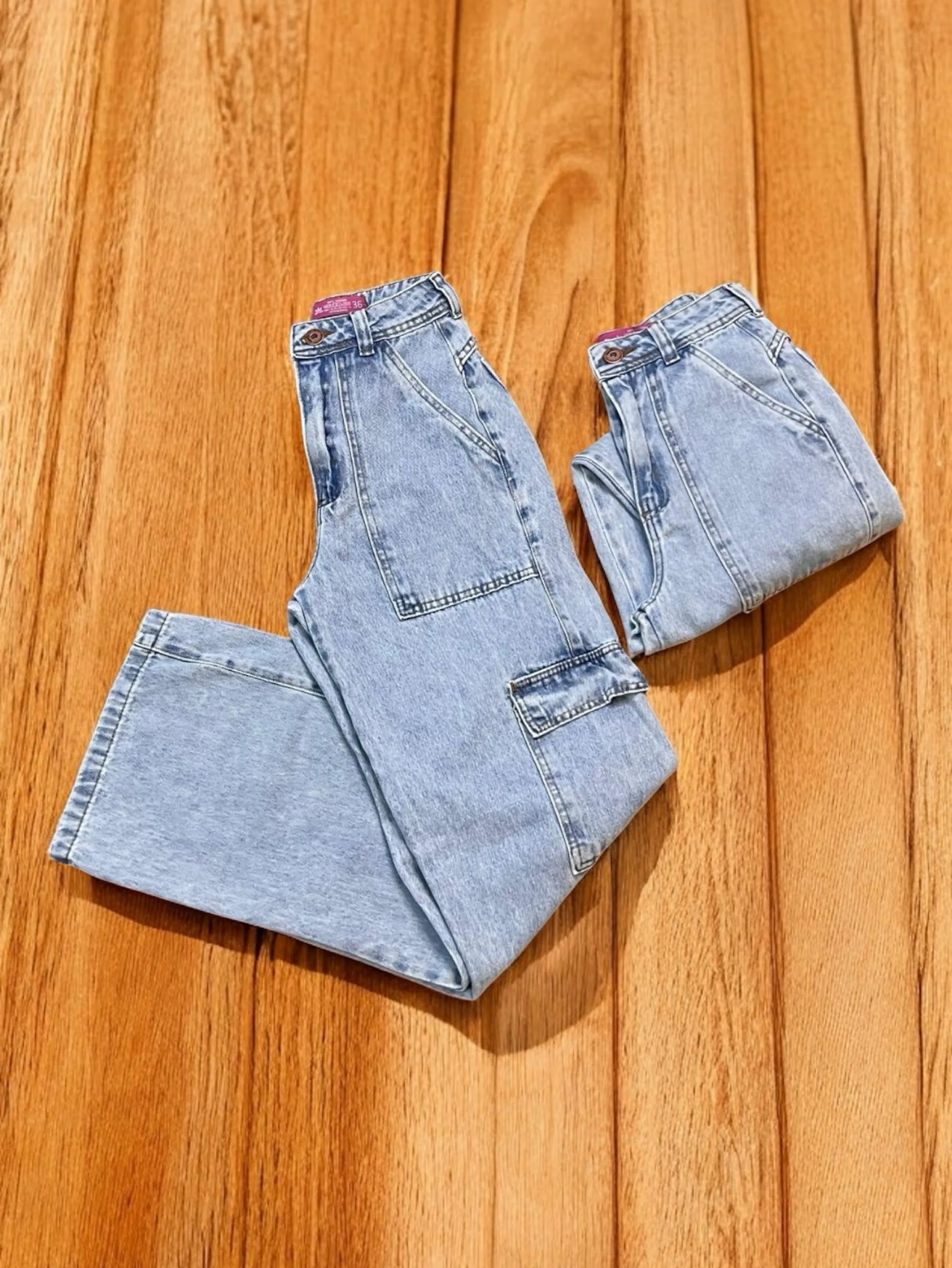 Calca cargo feminina jeans clara