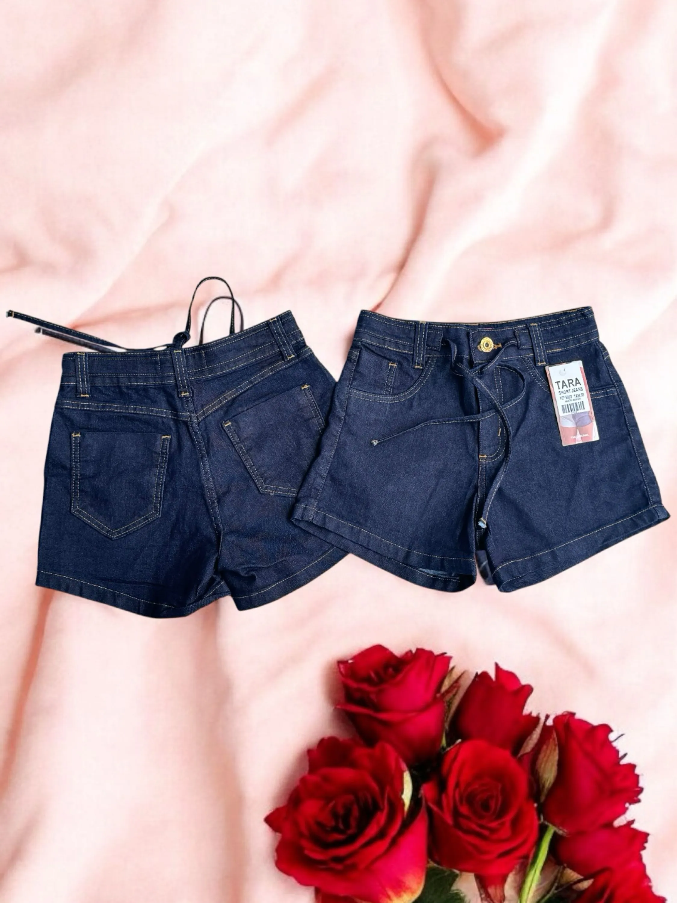 Short jeans feminino com lycra azul marinho (SH 50)