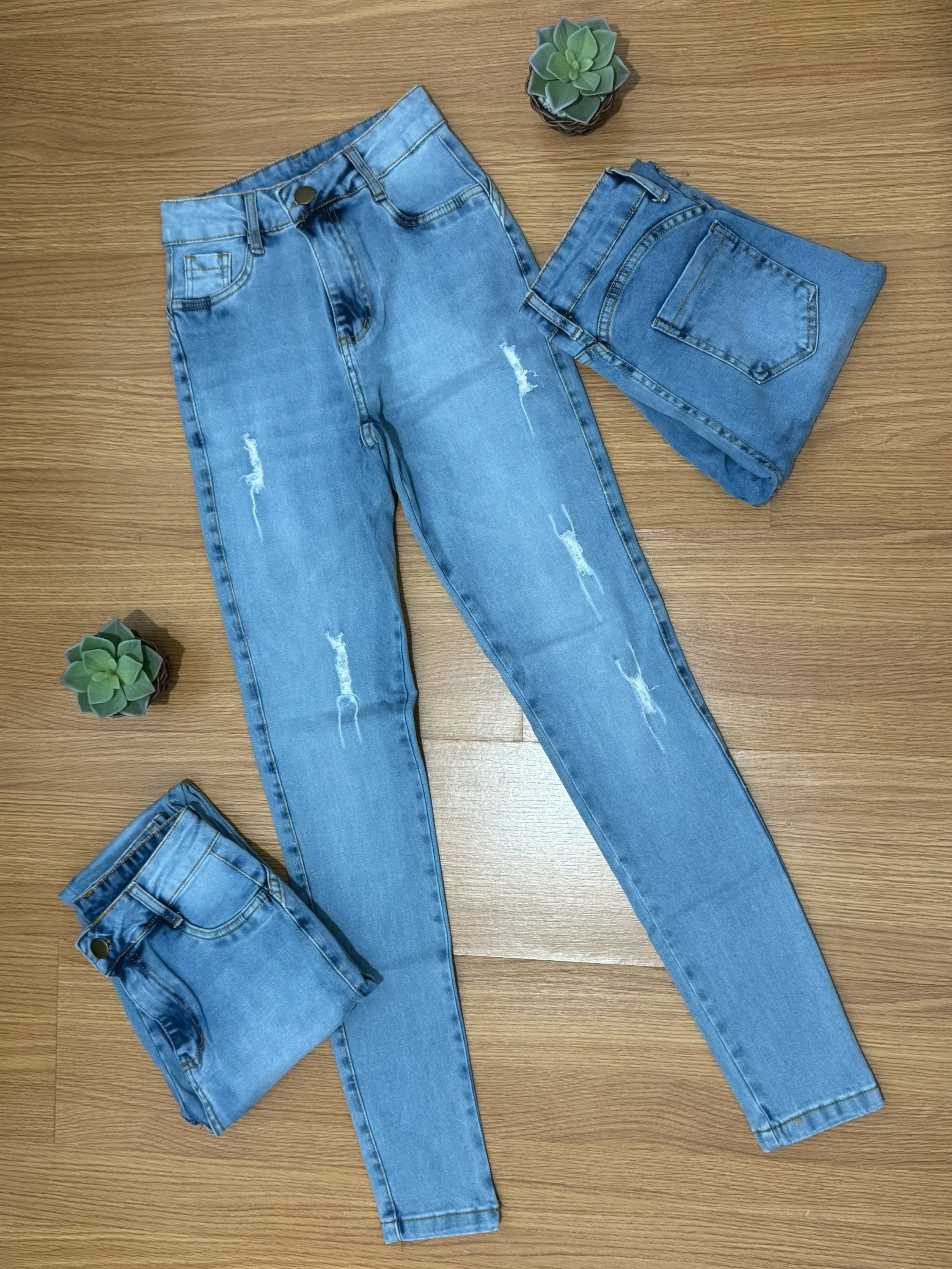 Calca jeans power laicra clara