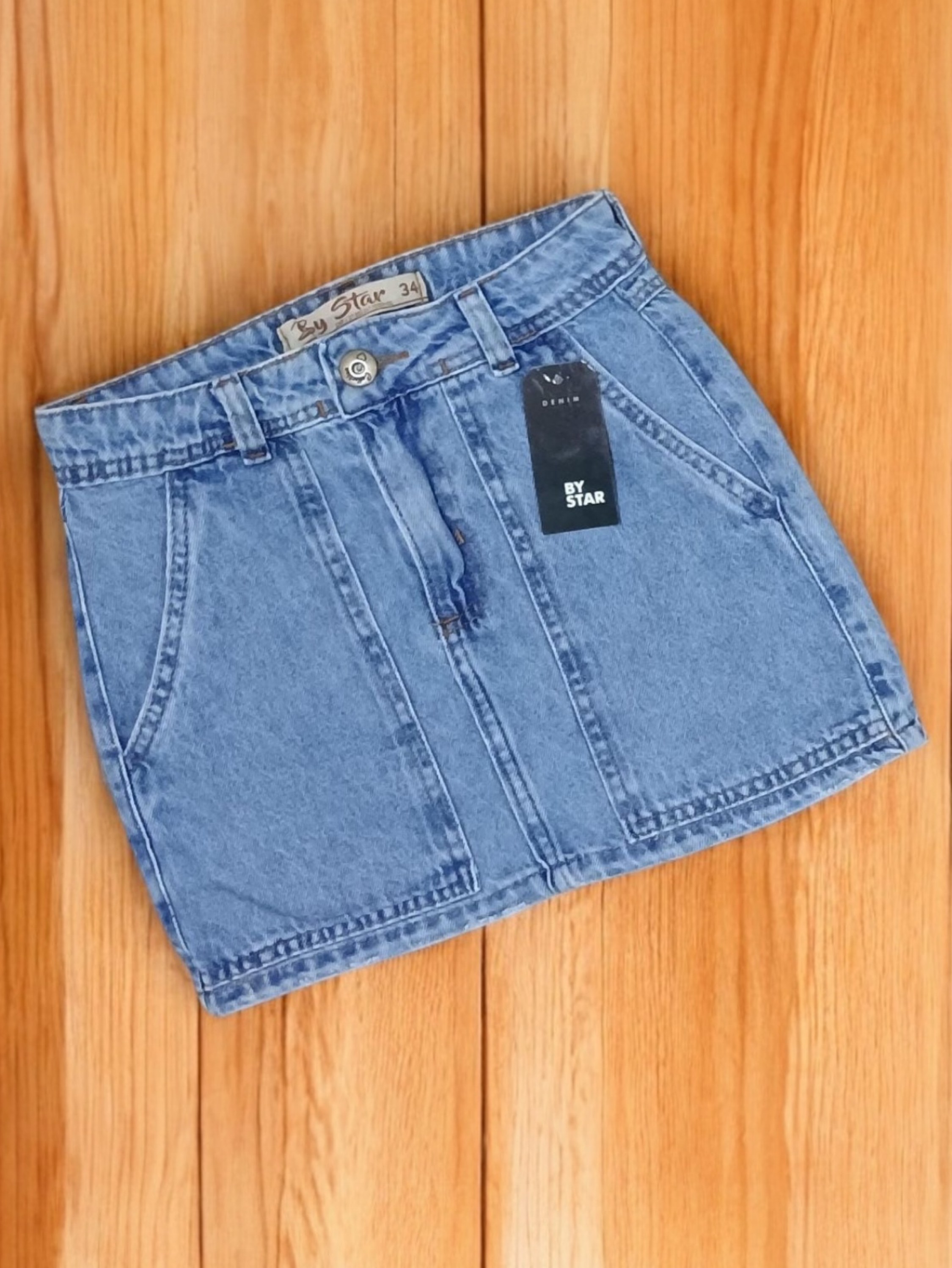Saia jeans feminina clara