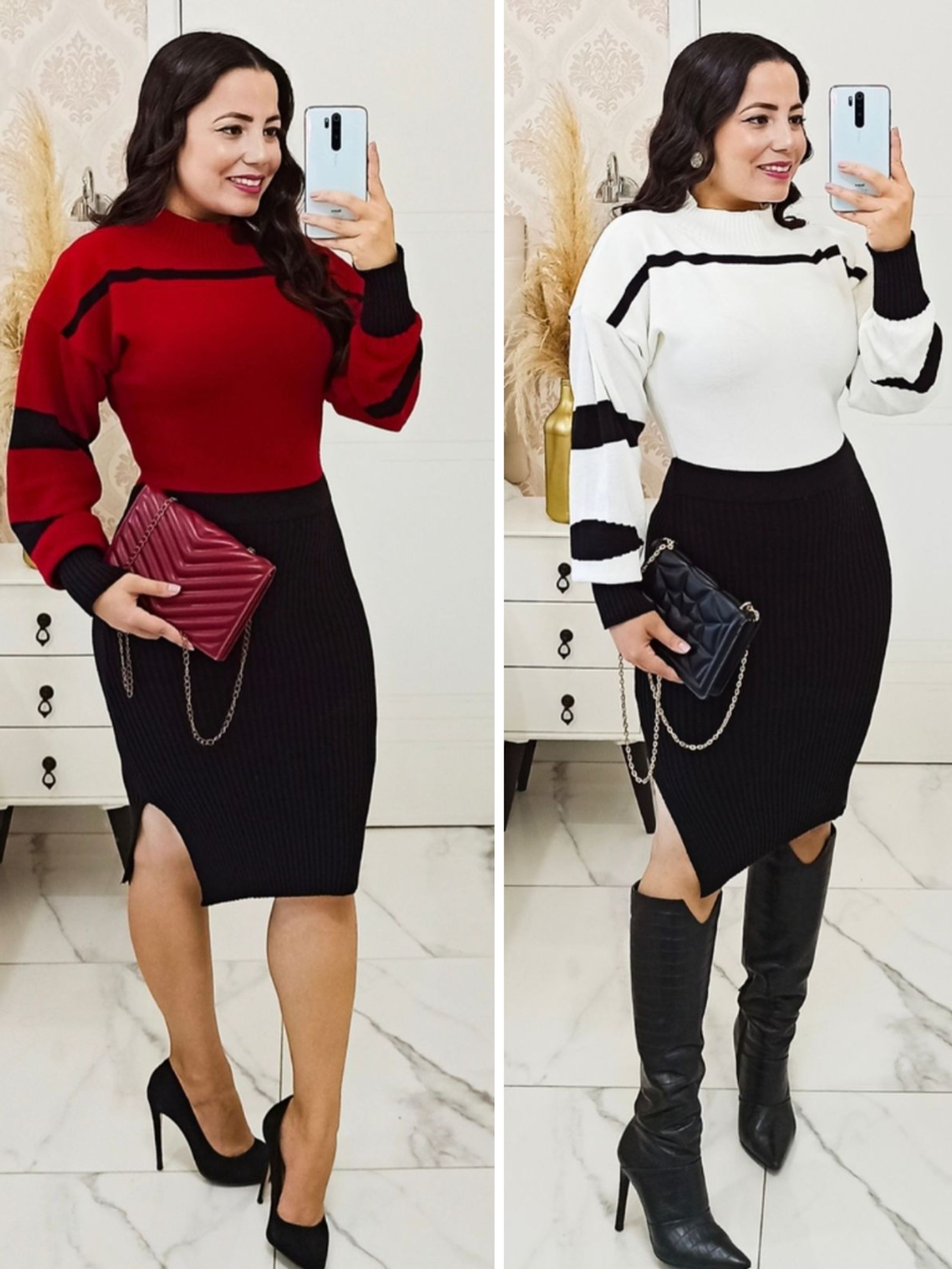 Vestido midi modal manga longa