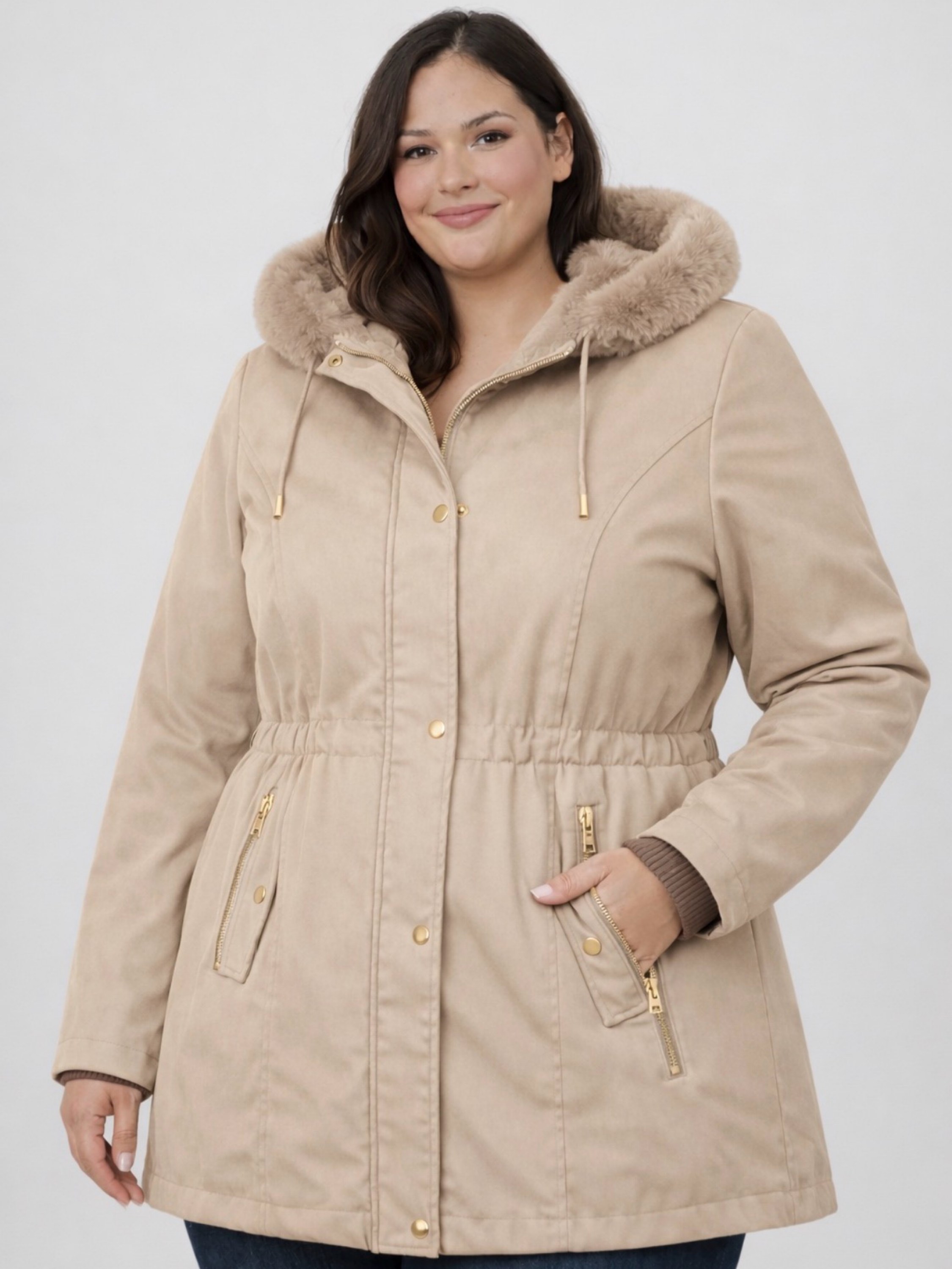 Parka sarja forrada feminina plus size