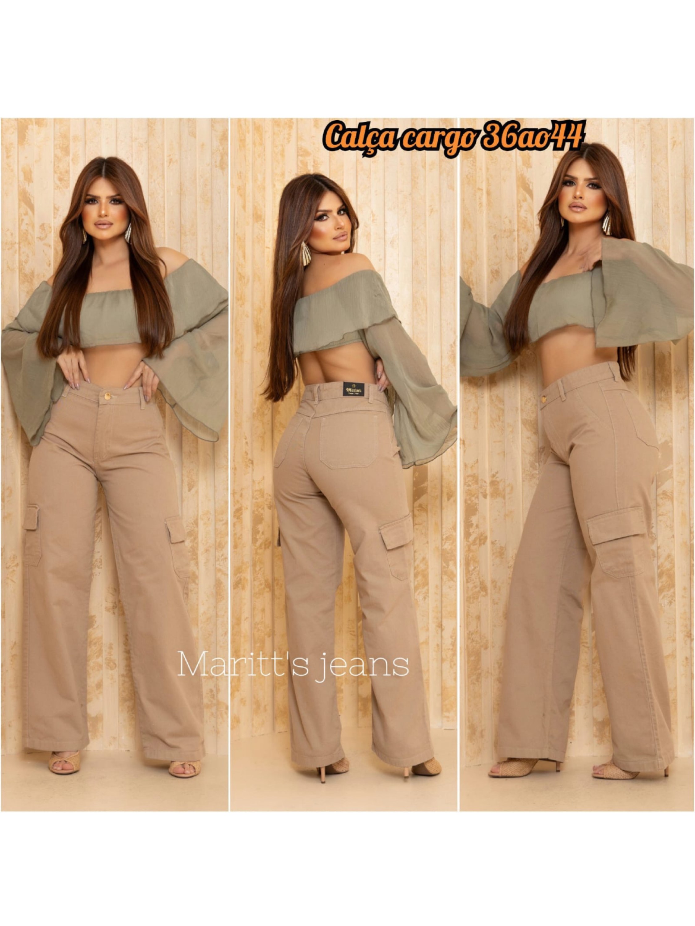 Calça Wide Leg Cargo