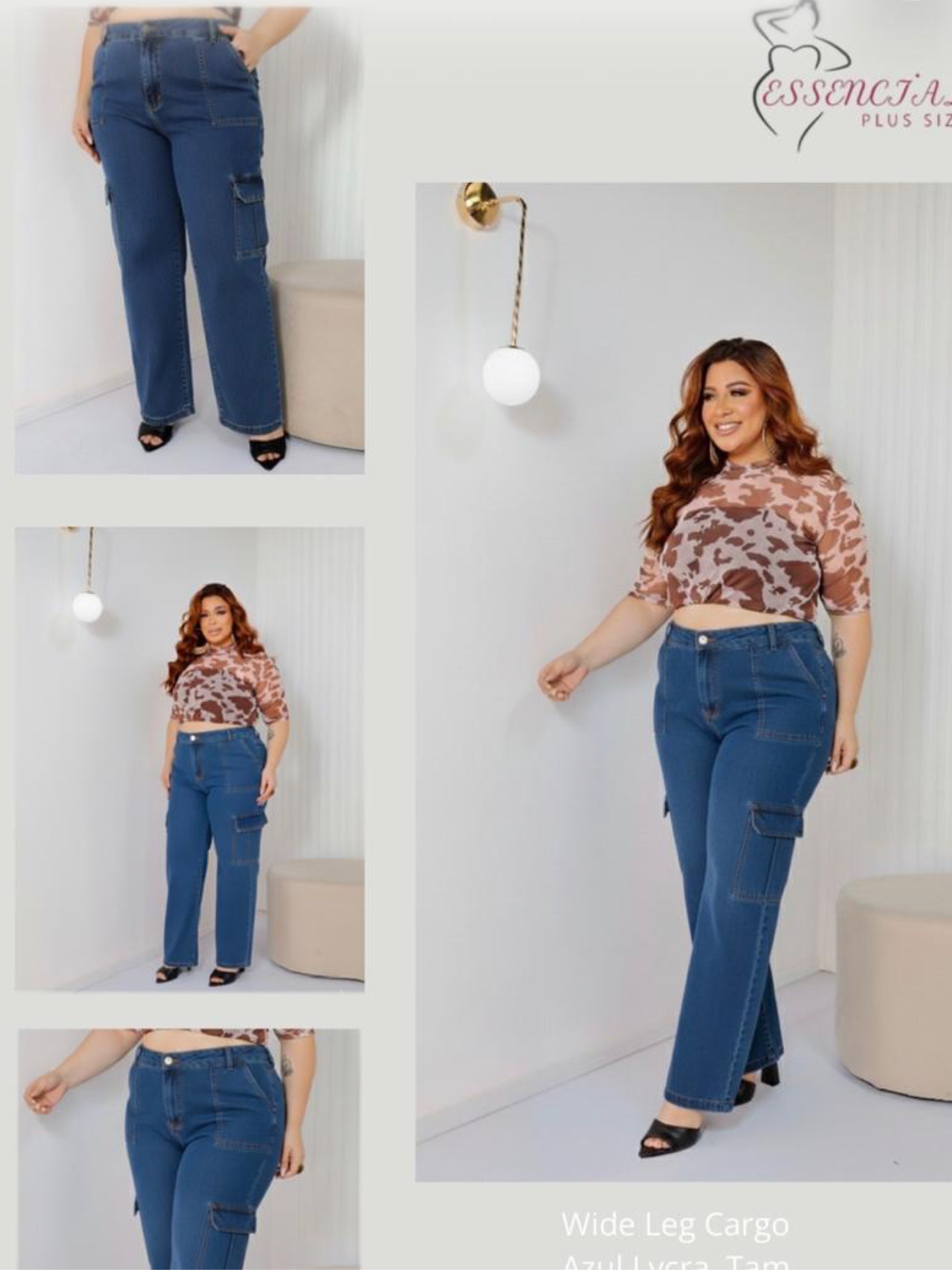 Calça Wide Leg Cargo Plus