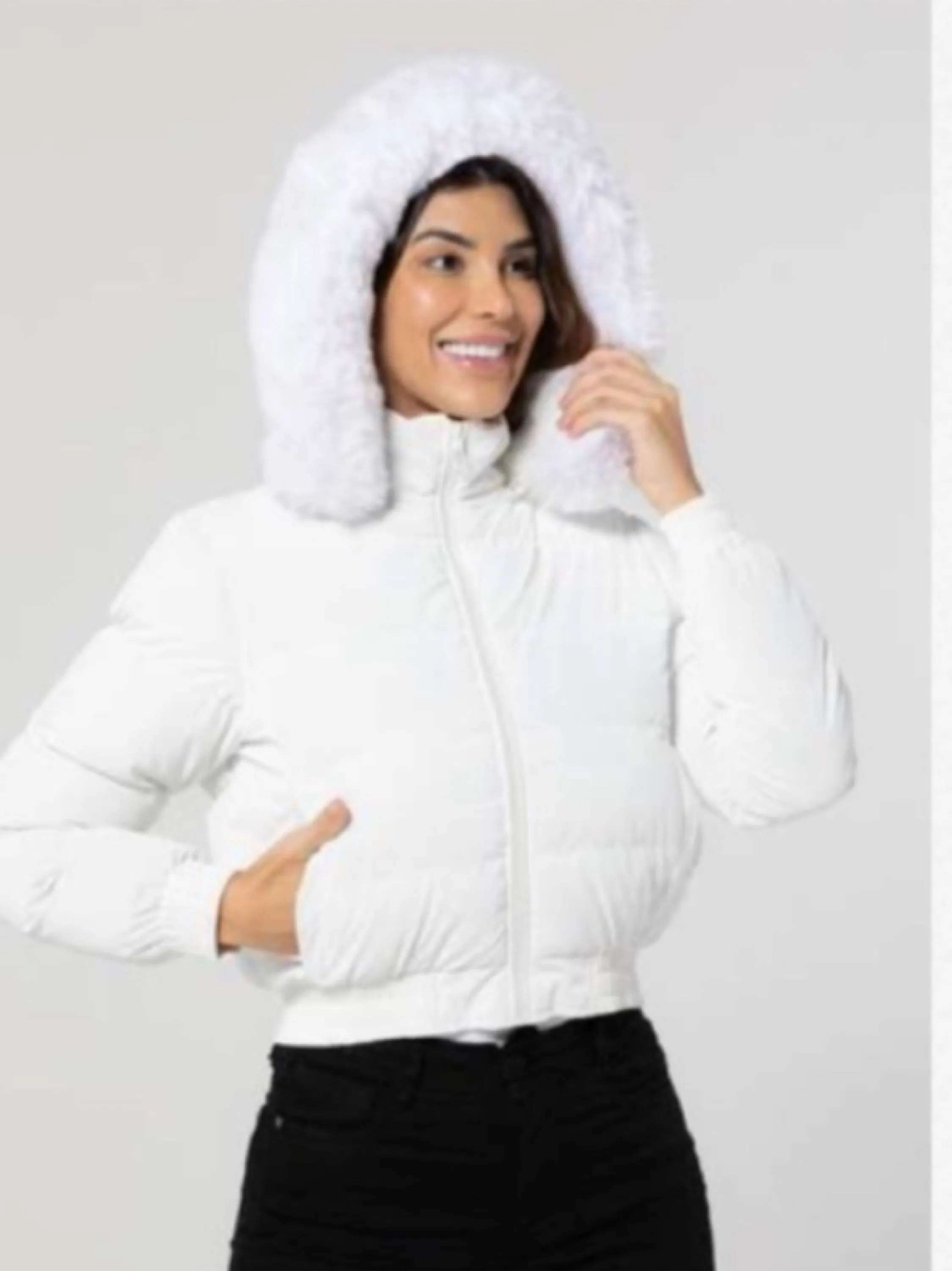 Jaqueta puffer nylon forrada