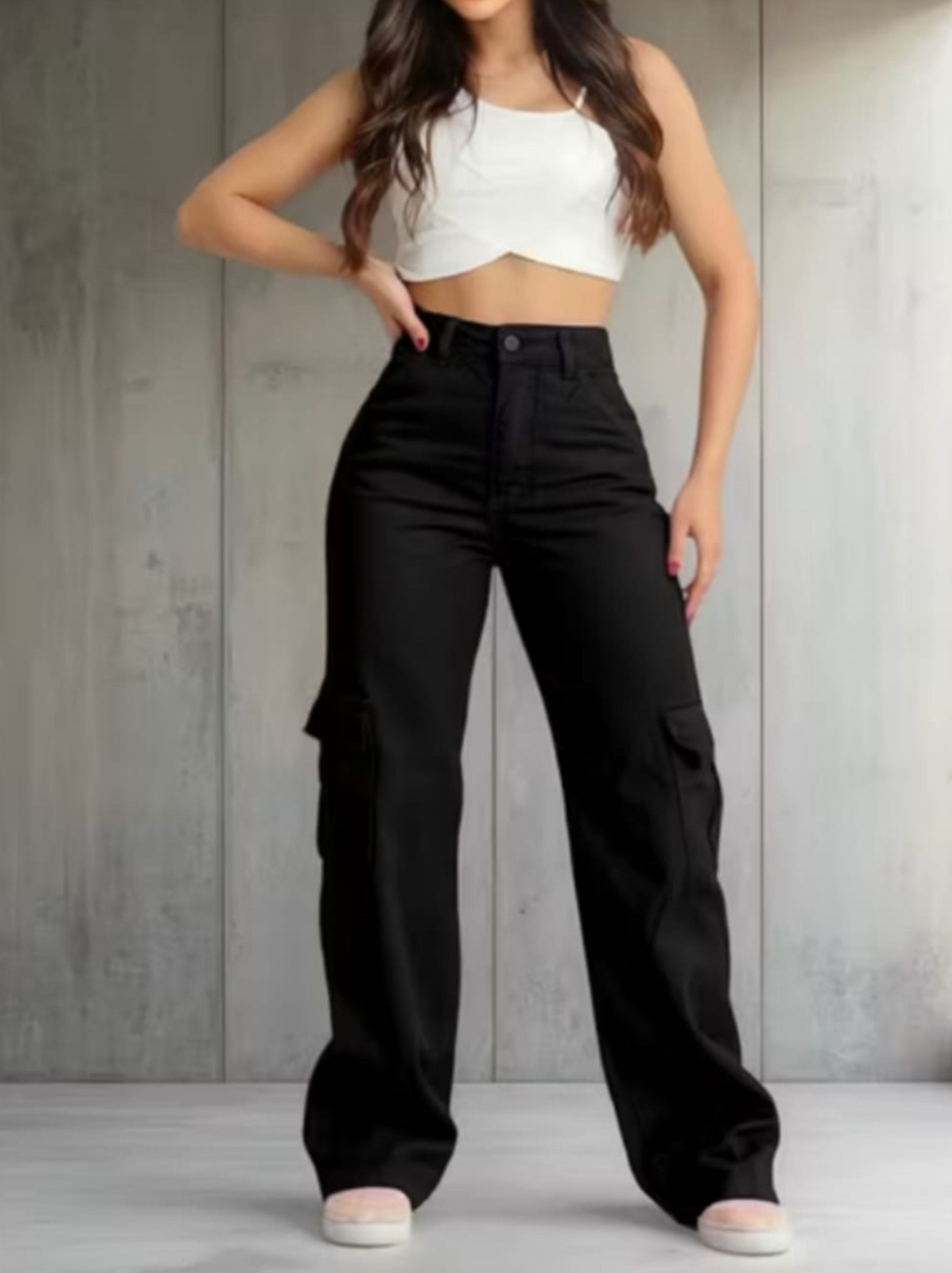 Calça Wide Leg Cargo