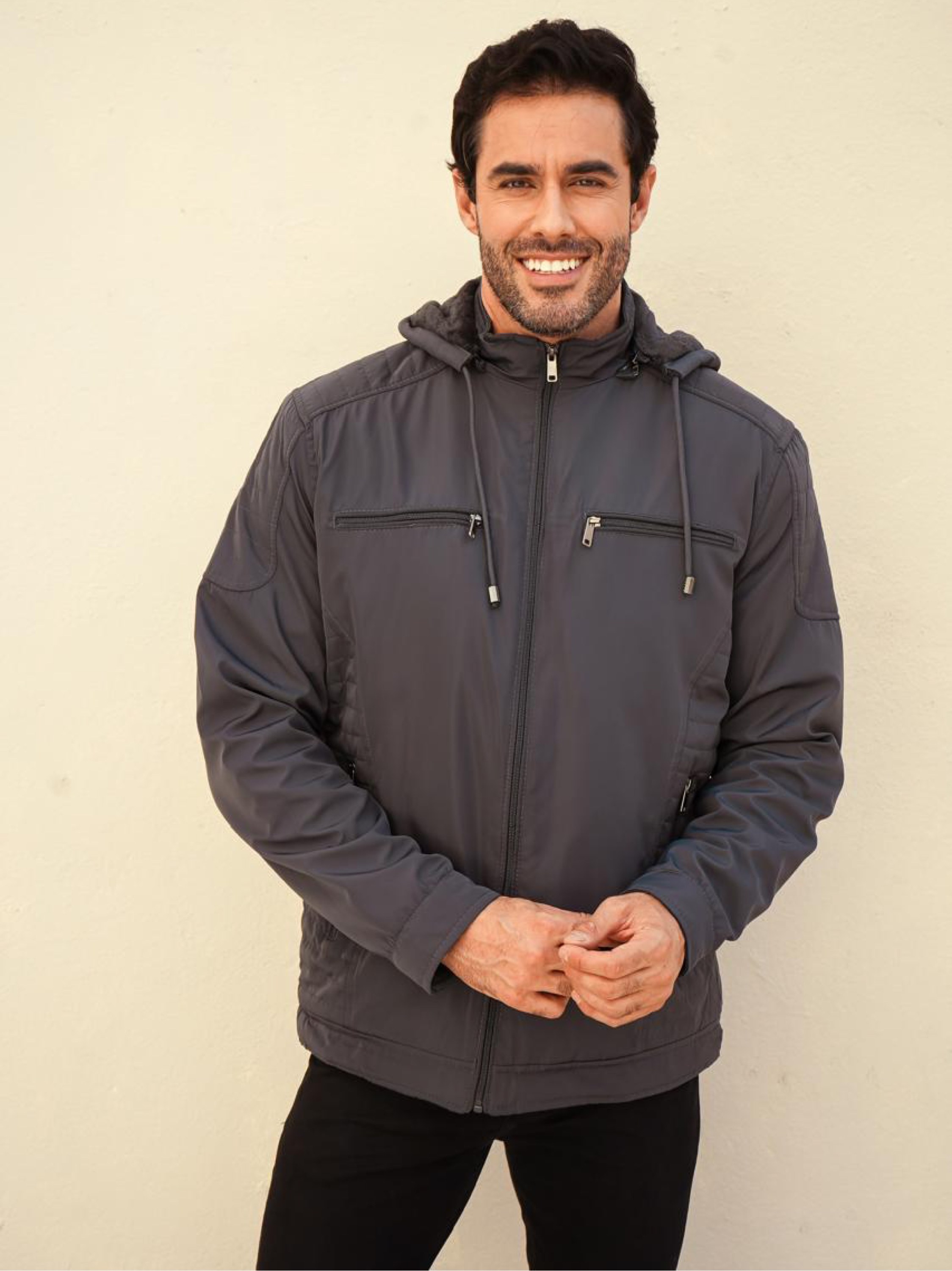 Jaqueta nylon forrada masculino
