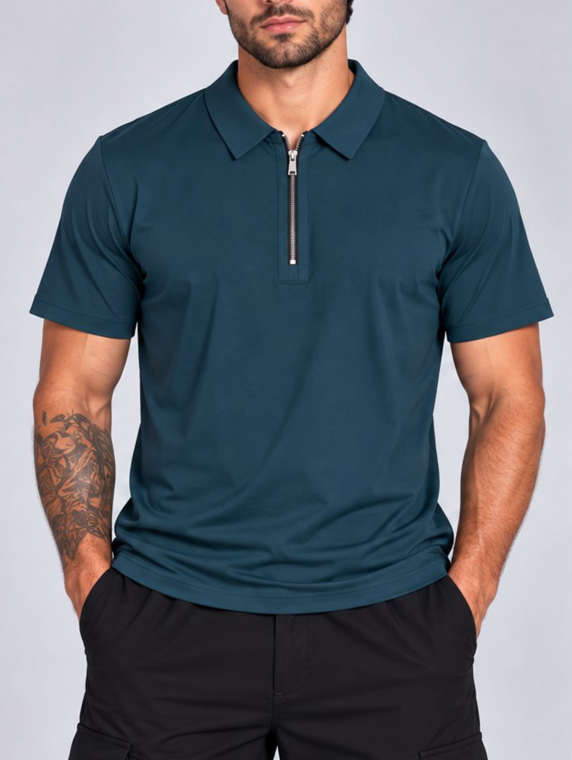 Camisa Polo com zíper Masculina