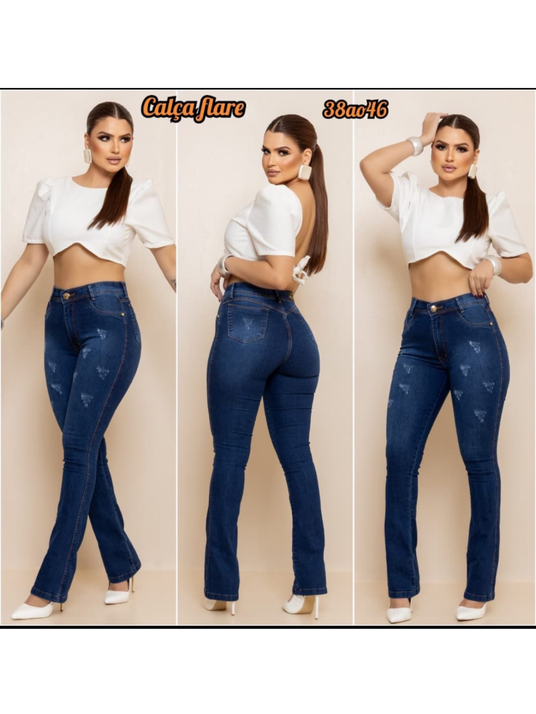 Calça Flare com puídos