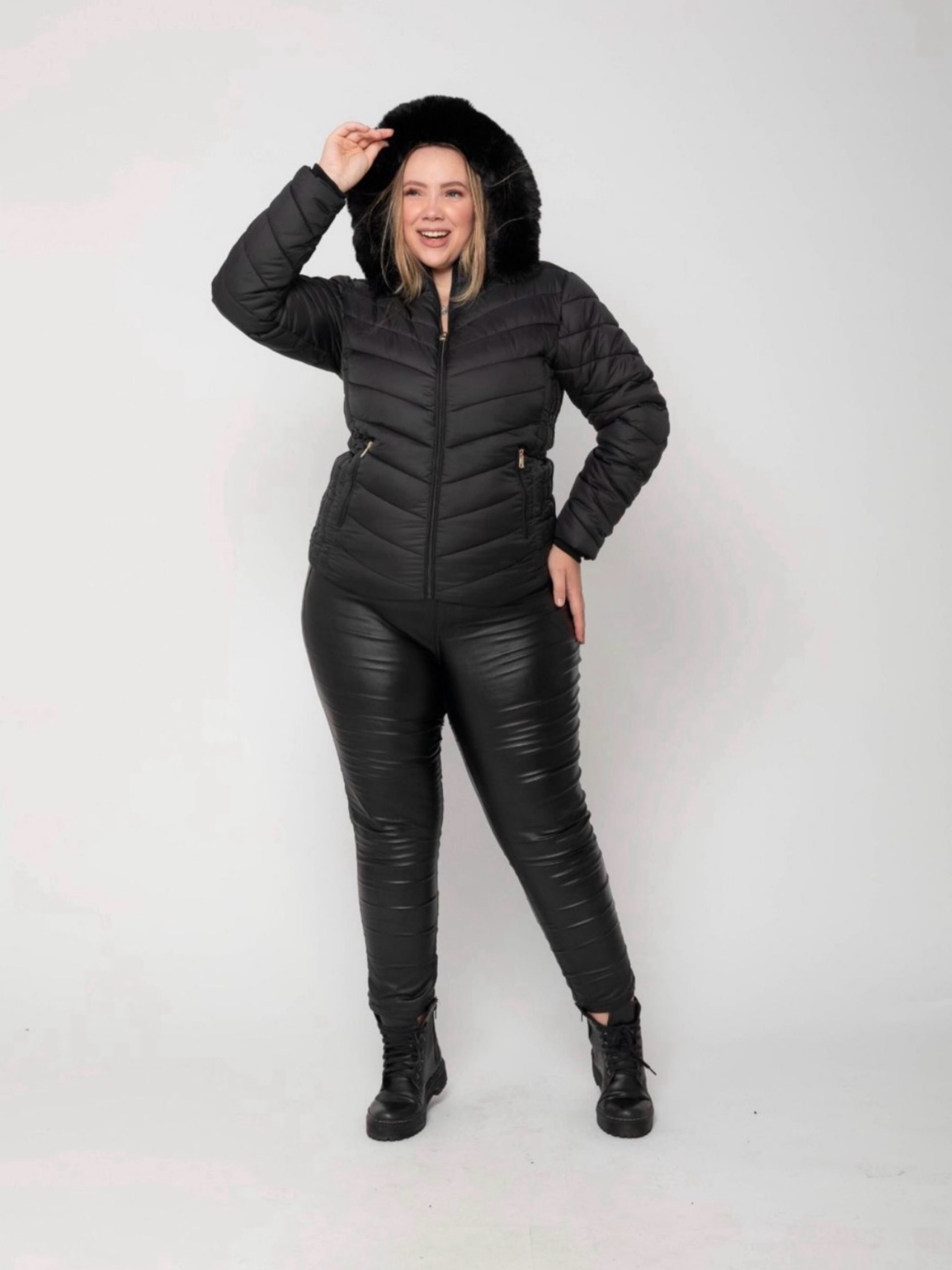 Jaqueta gominho forrada feminina plus size