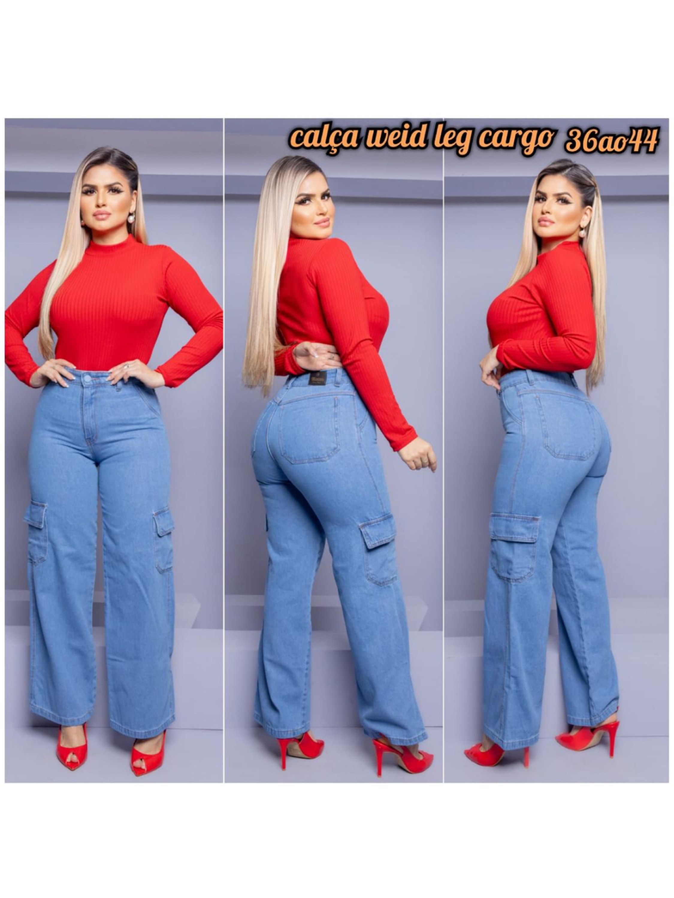 Calça Wide Leg Cargo