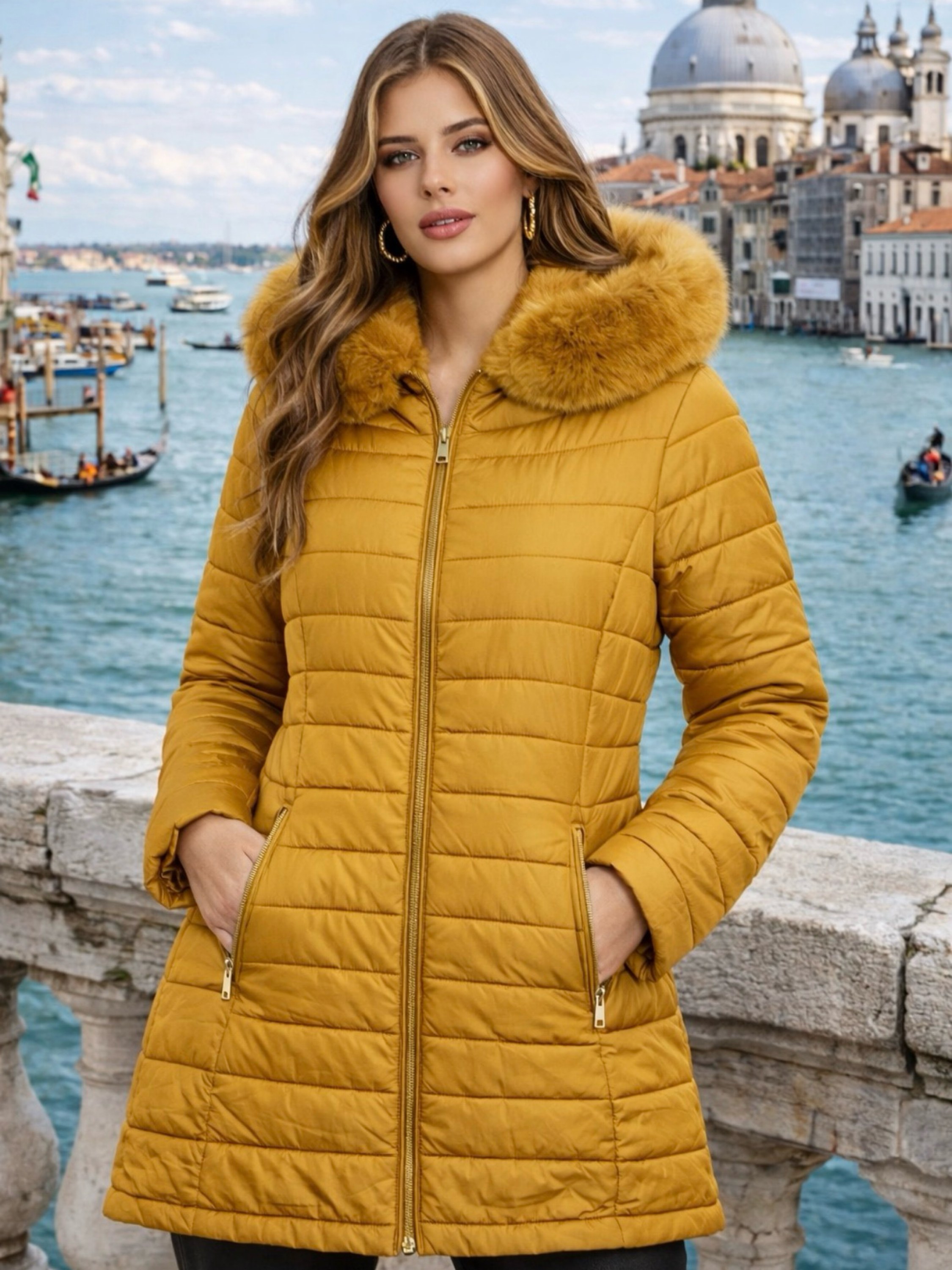 Sobretudo nylon forrada feminina