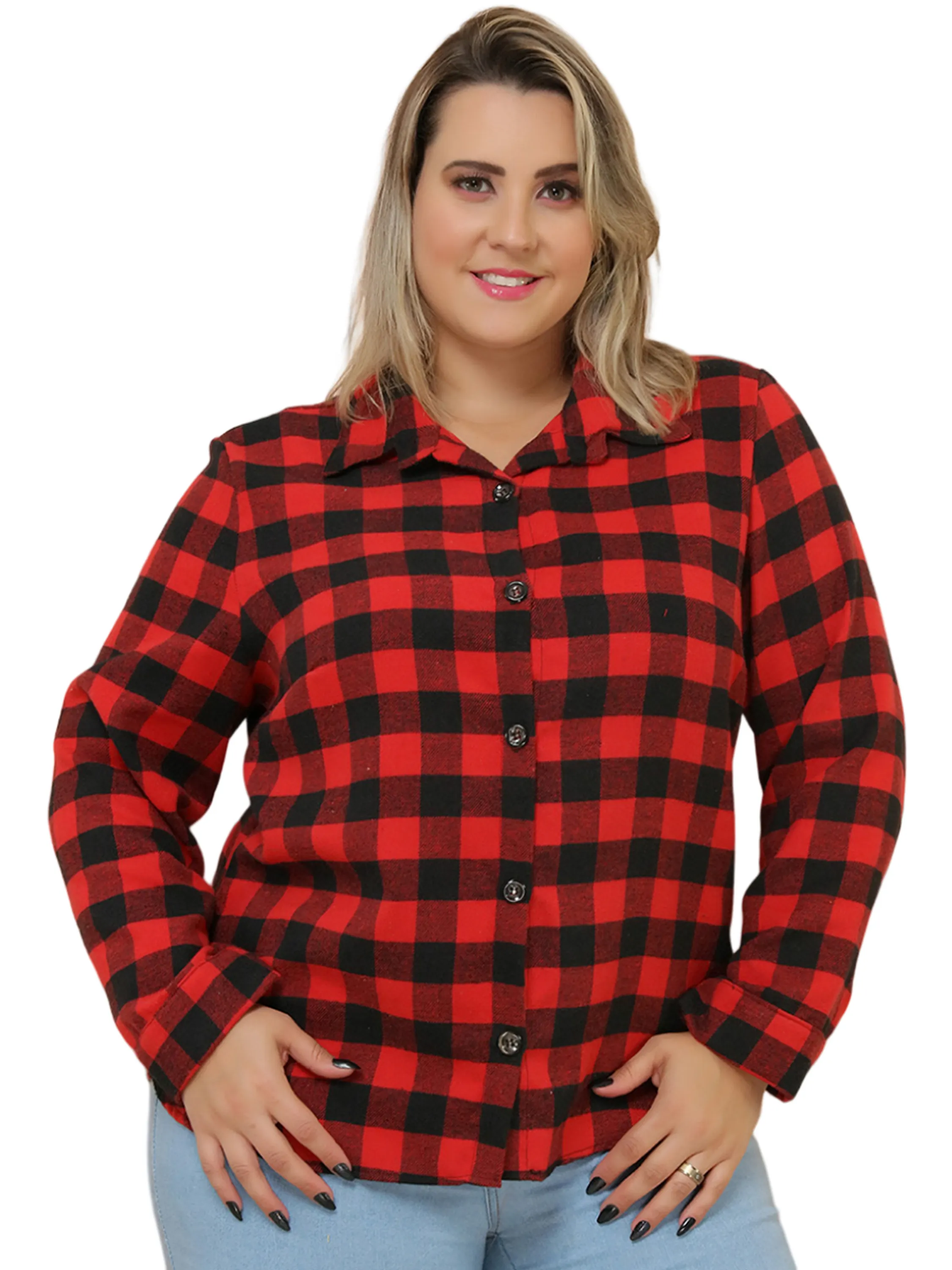 Blusa Xadrez Plus Size Feminina