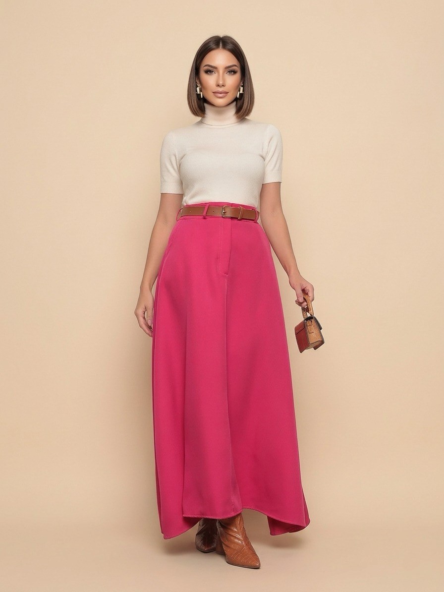 (Saia Longa Cinto )Alfaiataria Feminina**