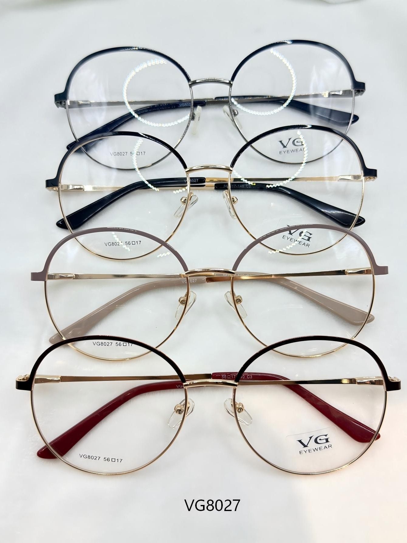 Armacao para oculos metalico feminino,Modelo redondo-VG8027