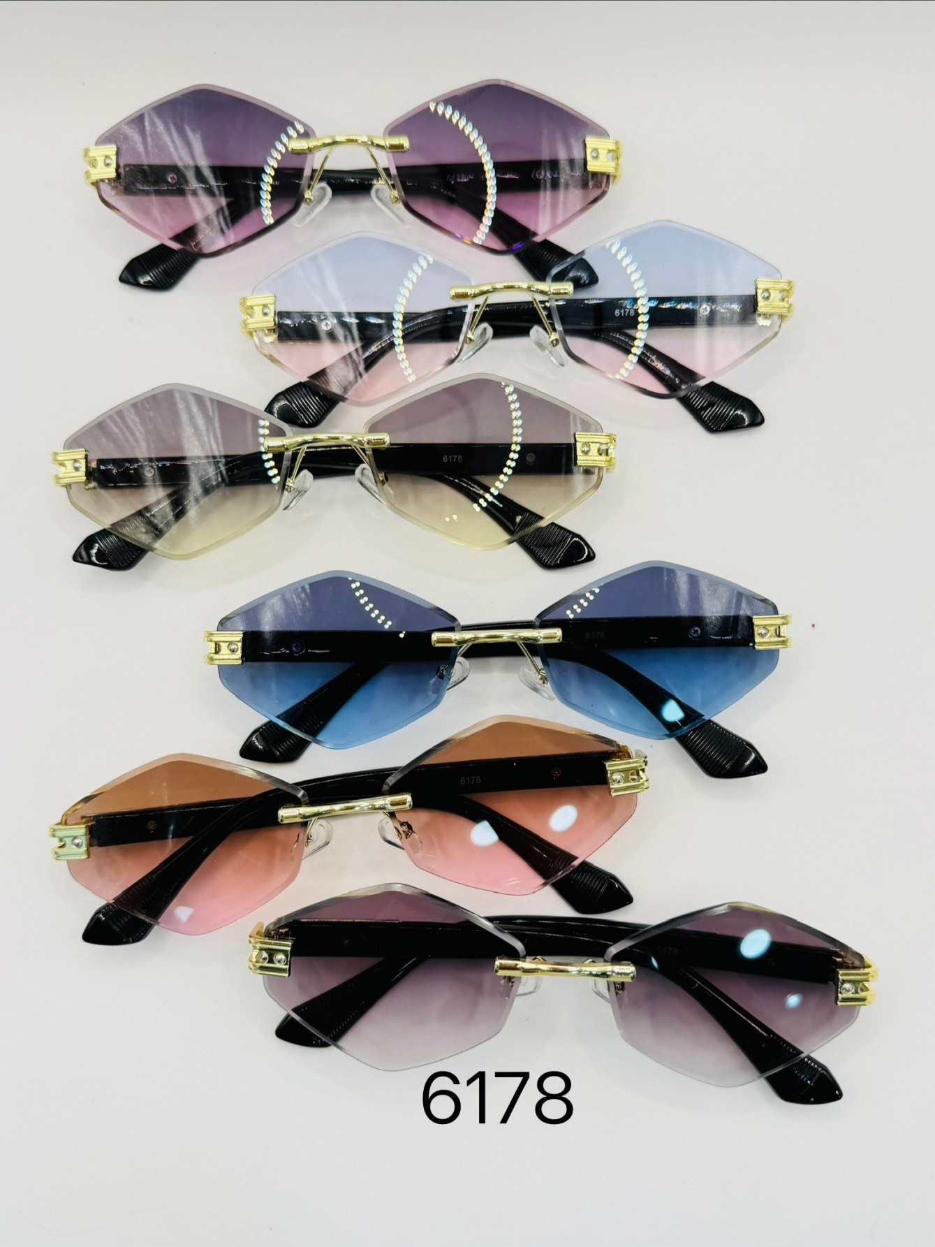 Oculos de sol feminino ,modelo sem aro,forma hexagonal-6178