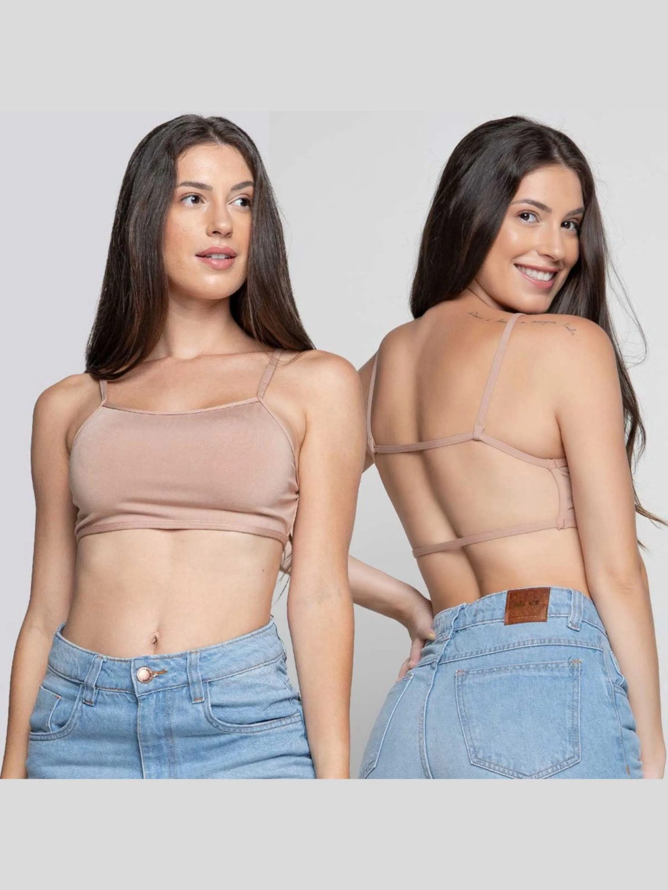 Top cropped costa nua moda gringa