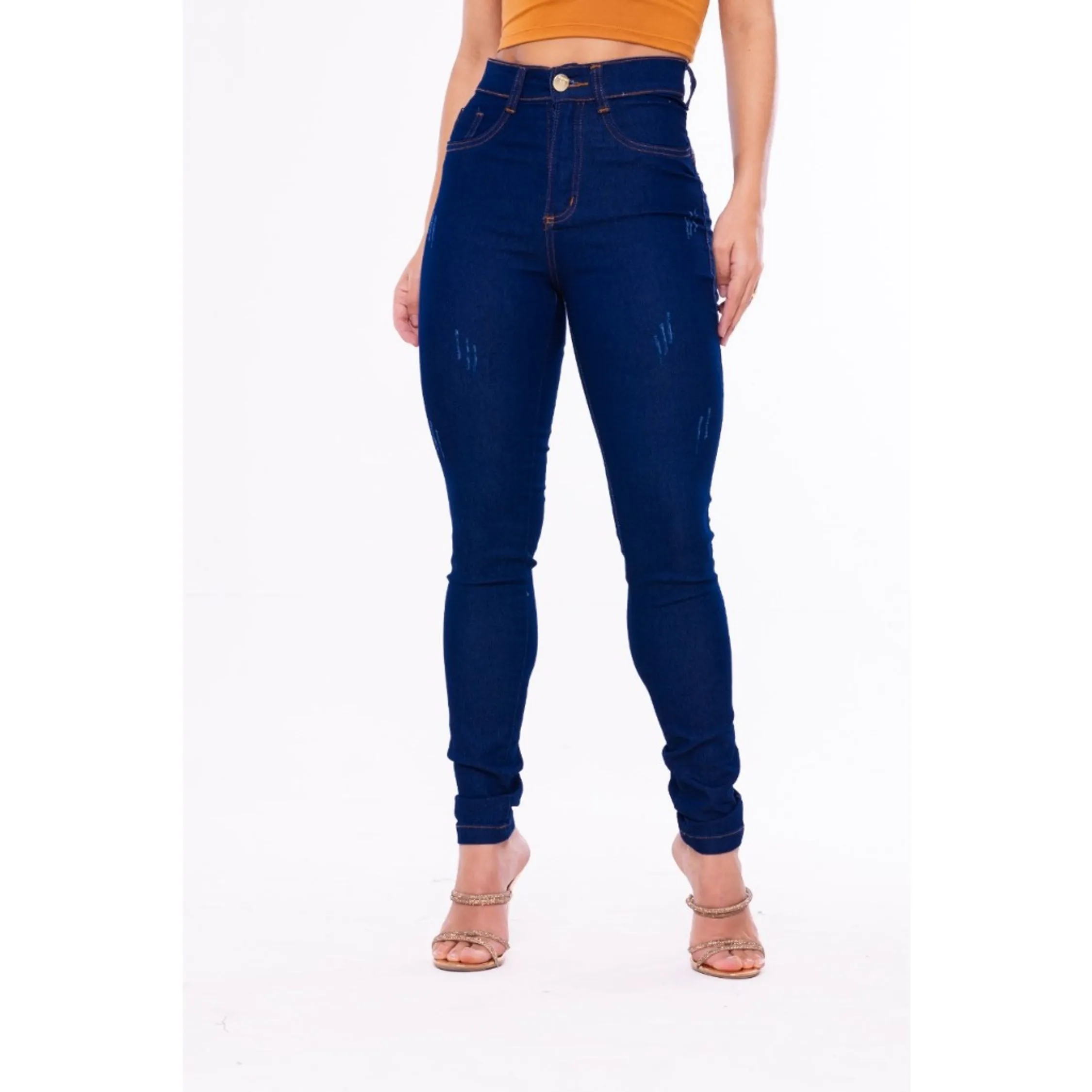 CALÇA JEANS FEMENINA SKINNY LEVES RASGOS