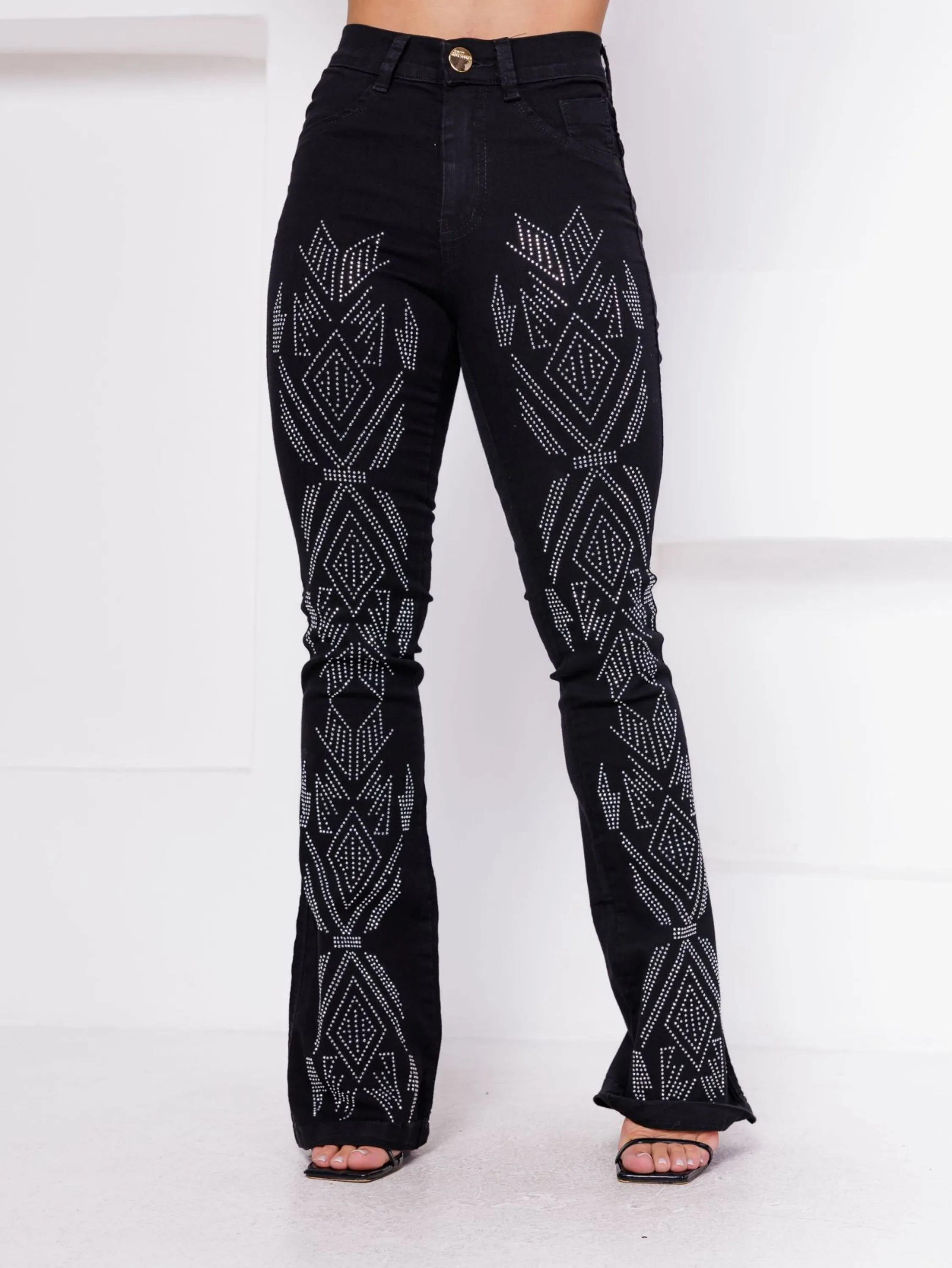 CALÇA FLARE LUXO COUNTRY RODEIO COM PEDRARIA