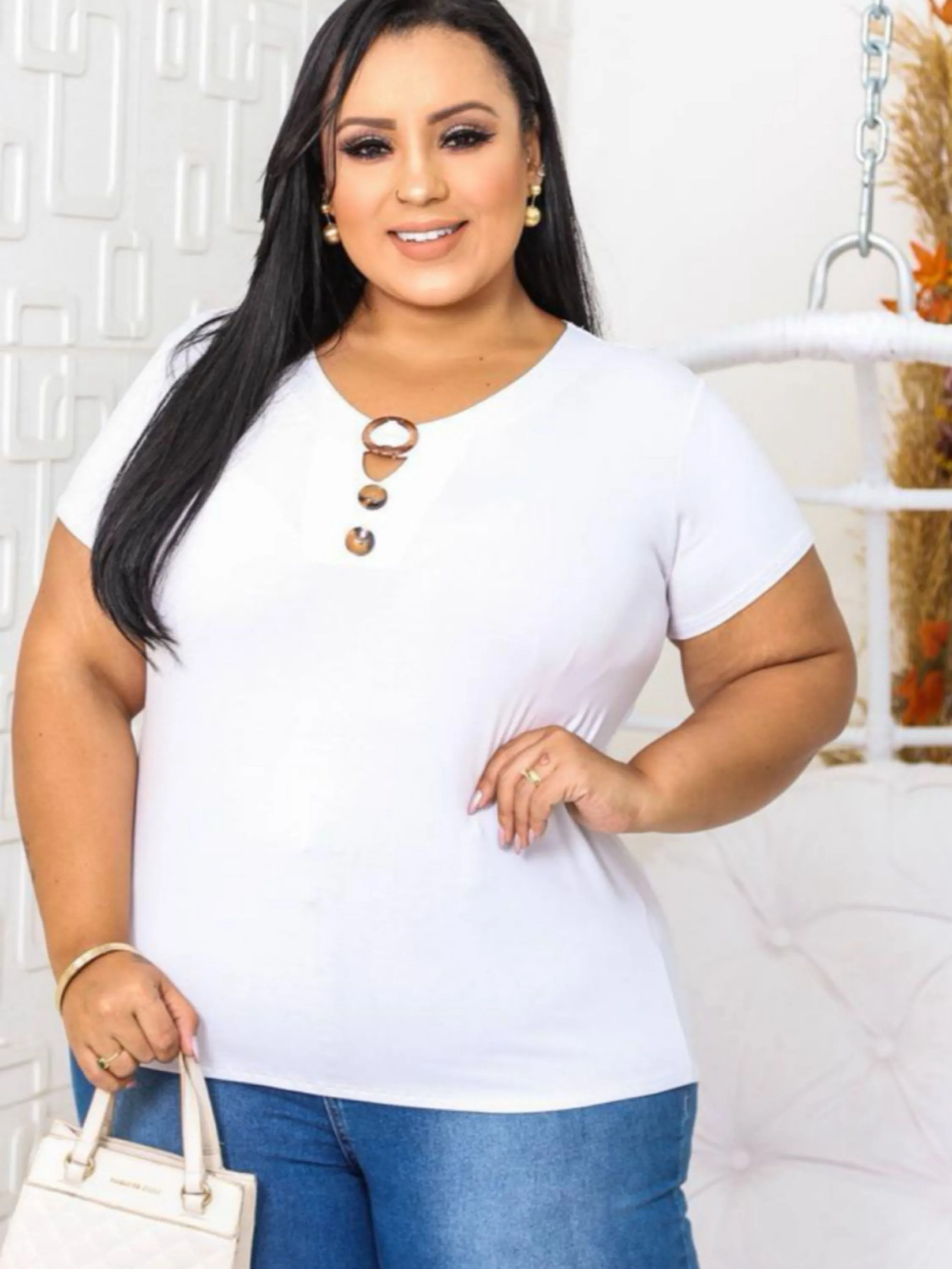 Blusa grande com botões