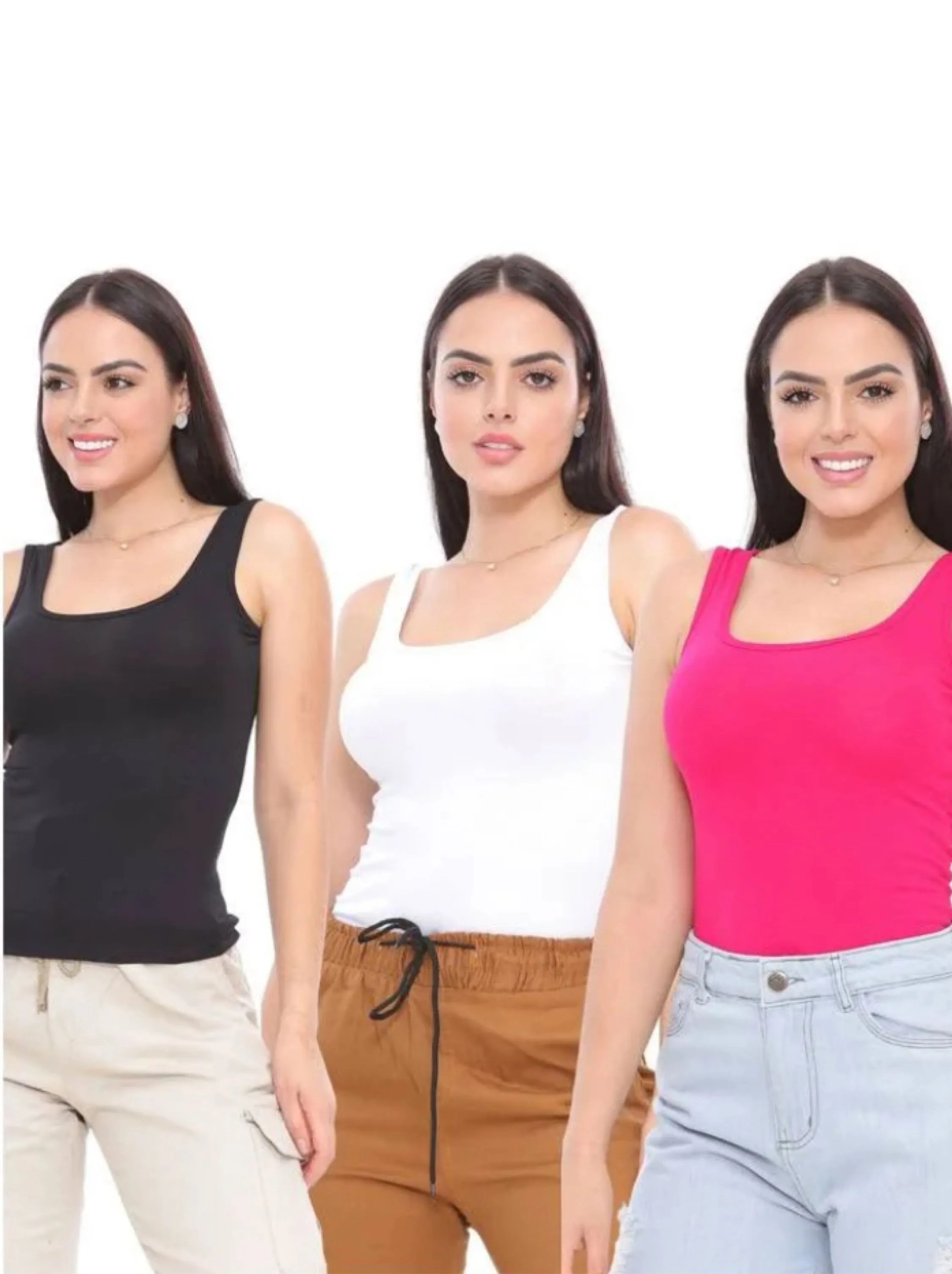 Blusa básica alça larga cores variadas