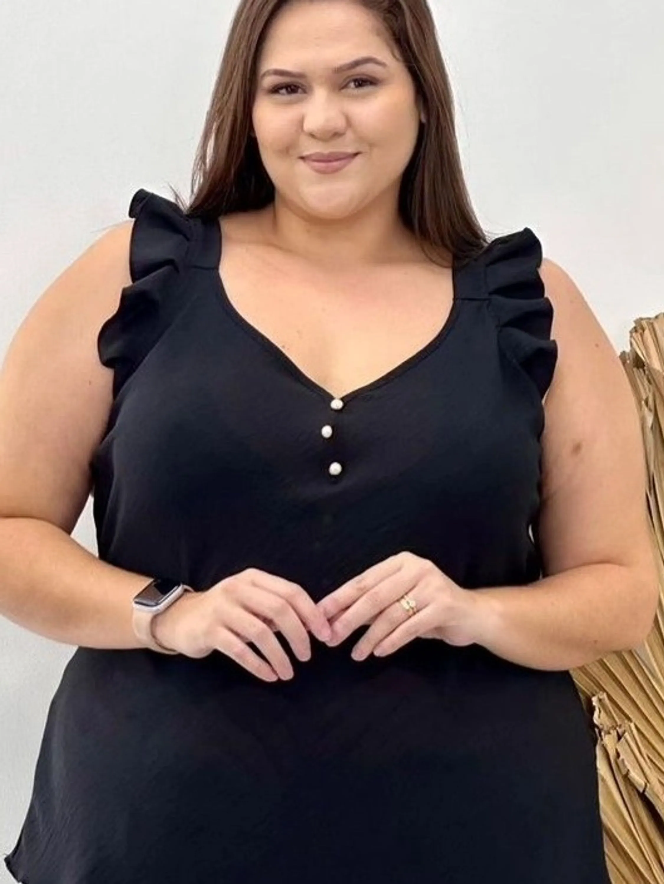 Regata feminino babado Plus-Size