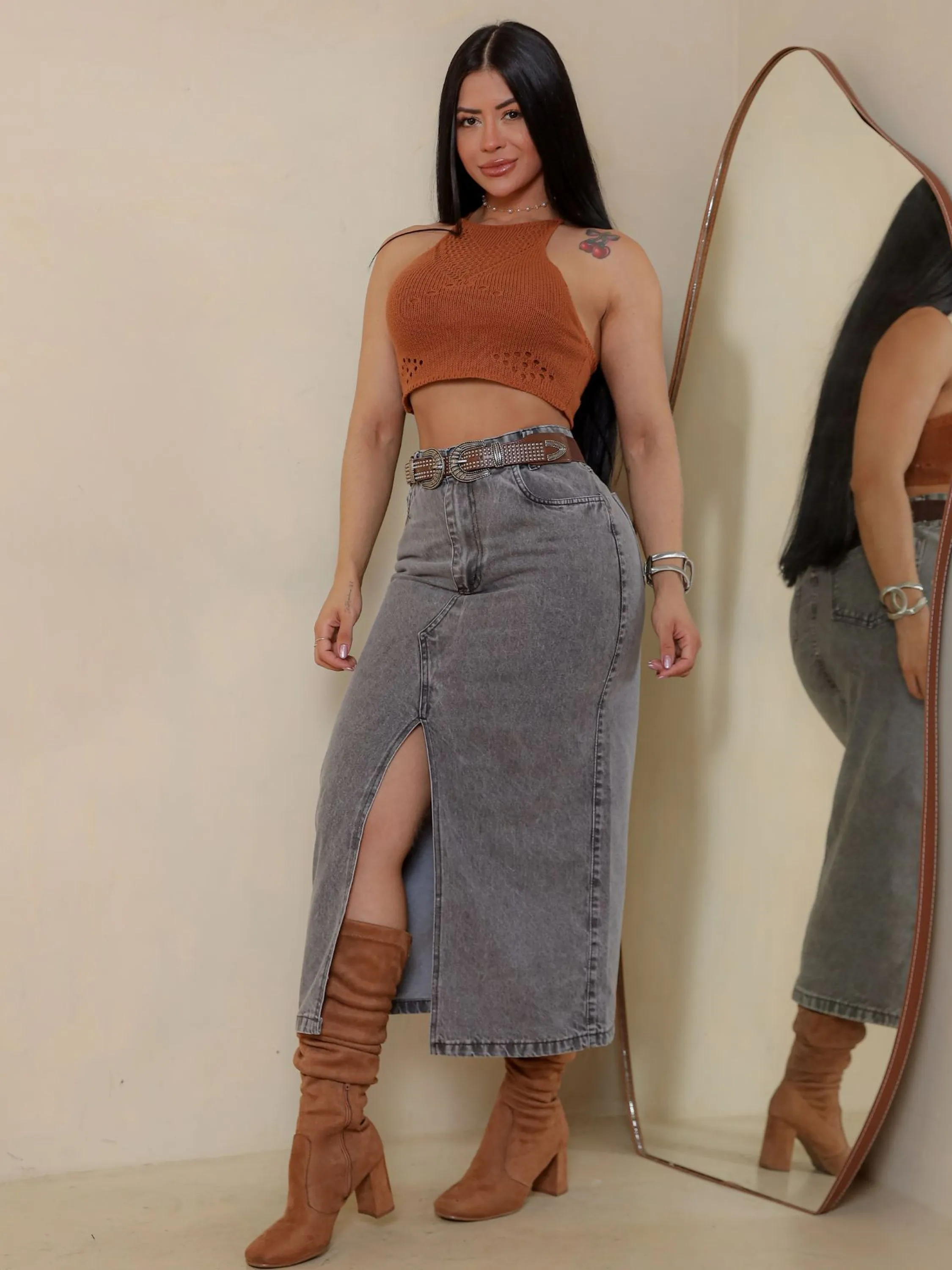 Saia Jeans Longas Femininas Do Casual Ao Elegante