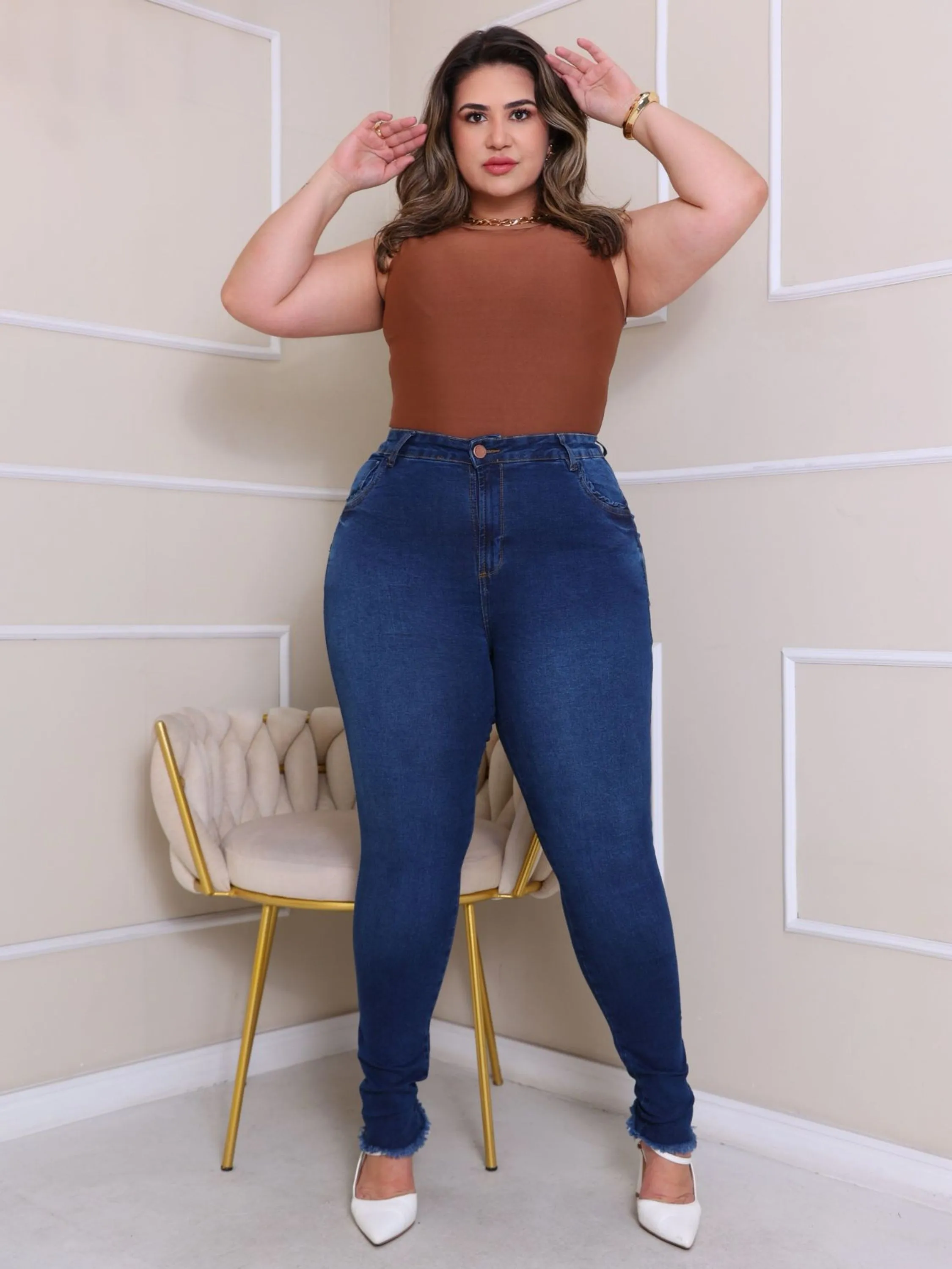 Calça Jeans Plus Size Cigarrete Feminina