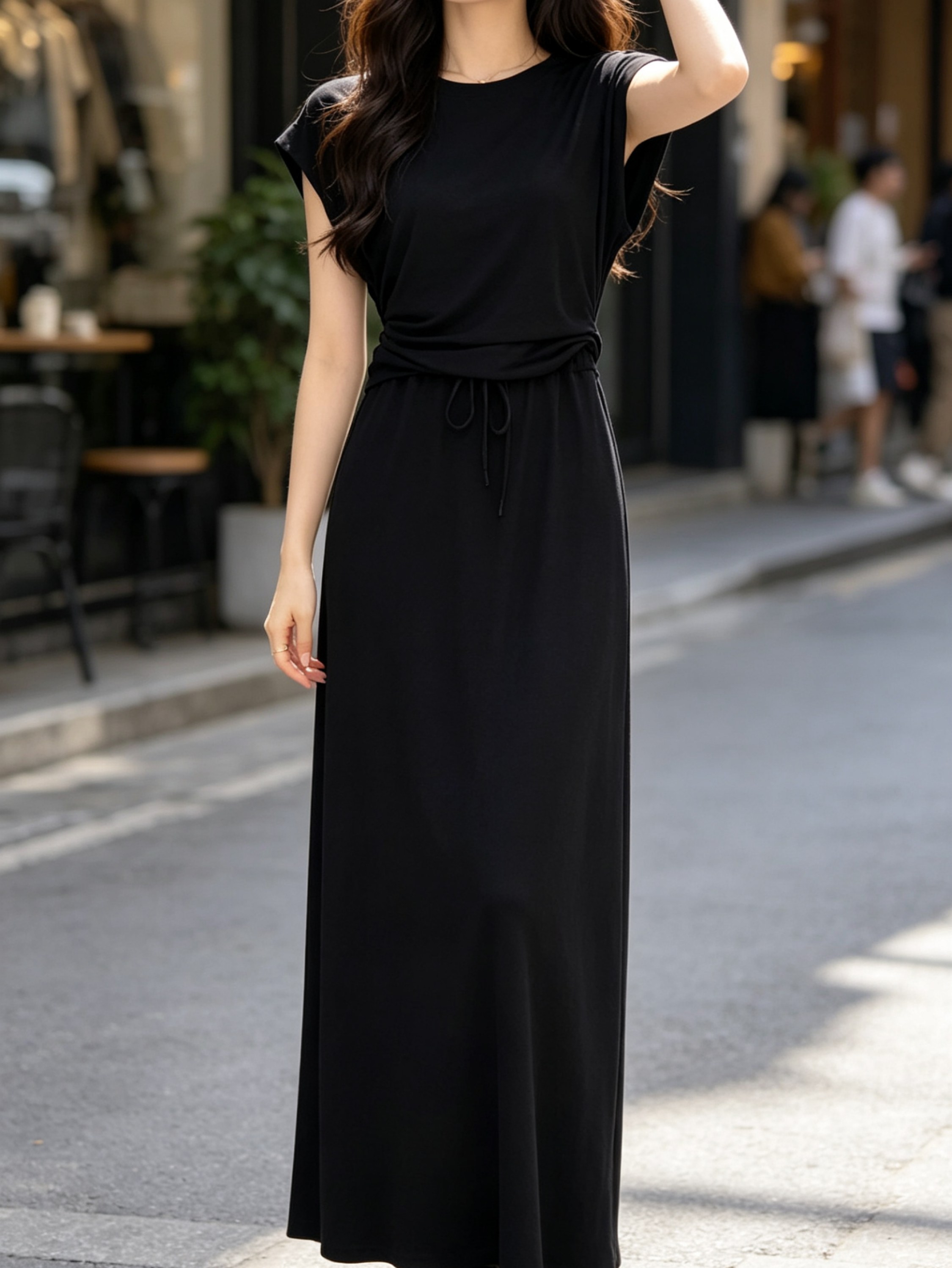 Conjunto blusa e saia longo liso